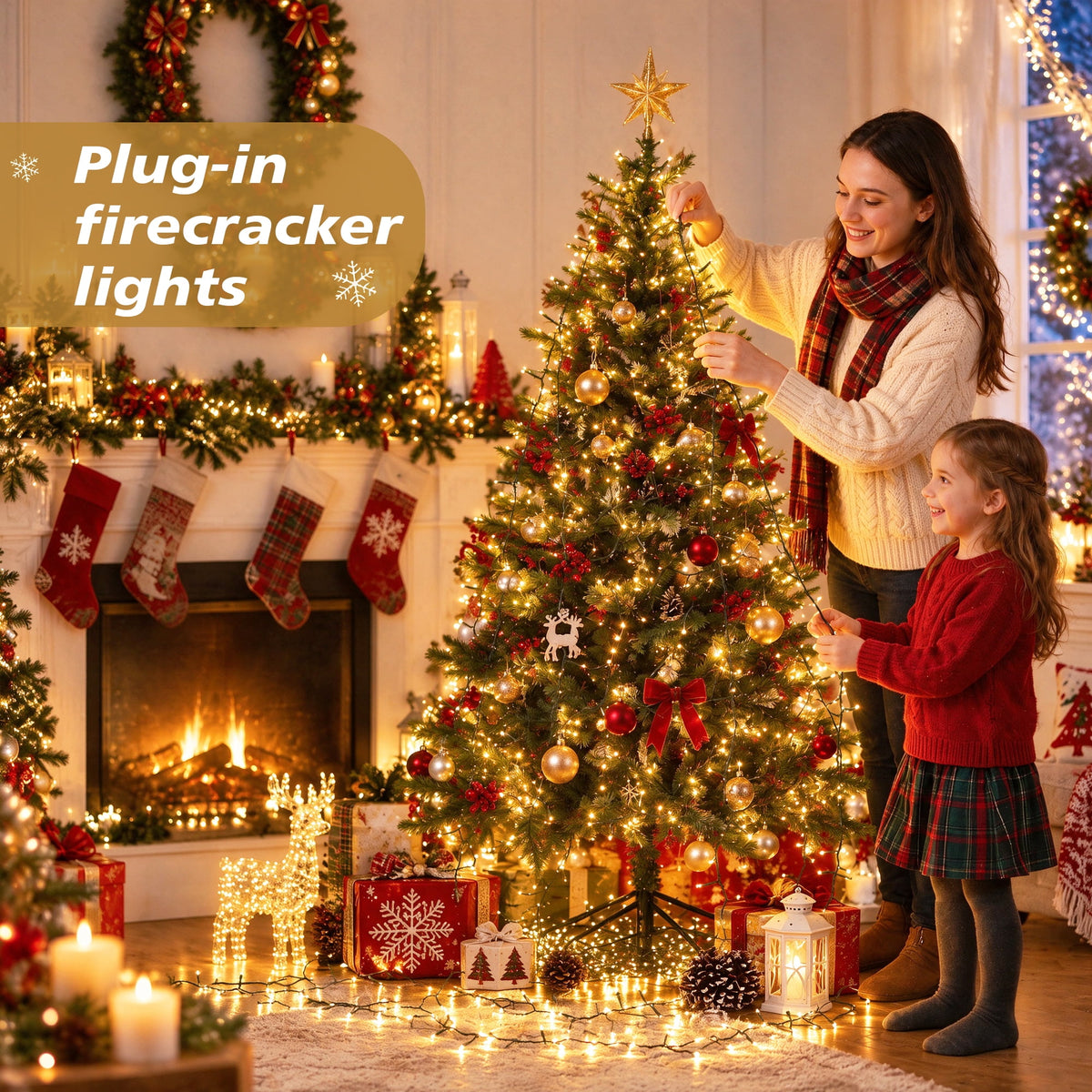 LOENDE 40ft 400 LED Christmas Cluster Lights,Indoor Outdoor Christmas String Lights with 8 Modes, for Home Garden Wedding Party Xmas Tree Decor