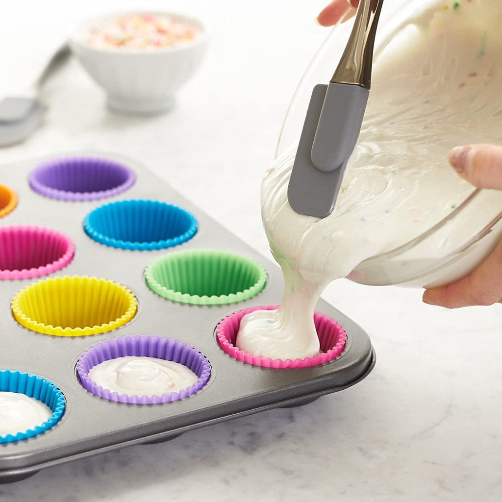 Dofulay Silicone Cupcake Liners,24Pcs Reusable Muffin Liners Cake Cup Baking Cup (Multicolor)