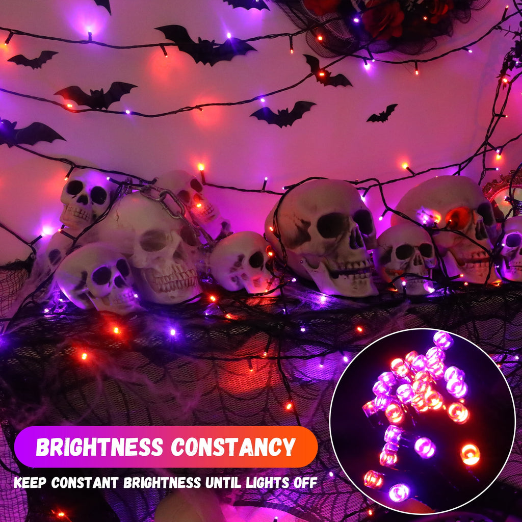 Magotan 200 LED 66 ft Halloween Lights Outdoor Indoor Orange and Purple Halloween Decorations String Lights