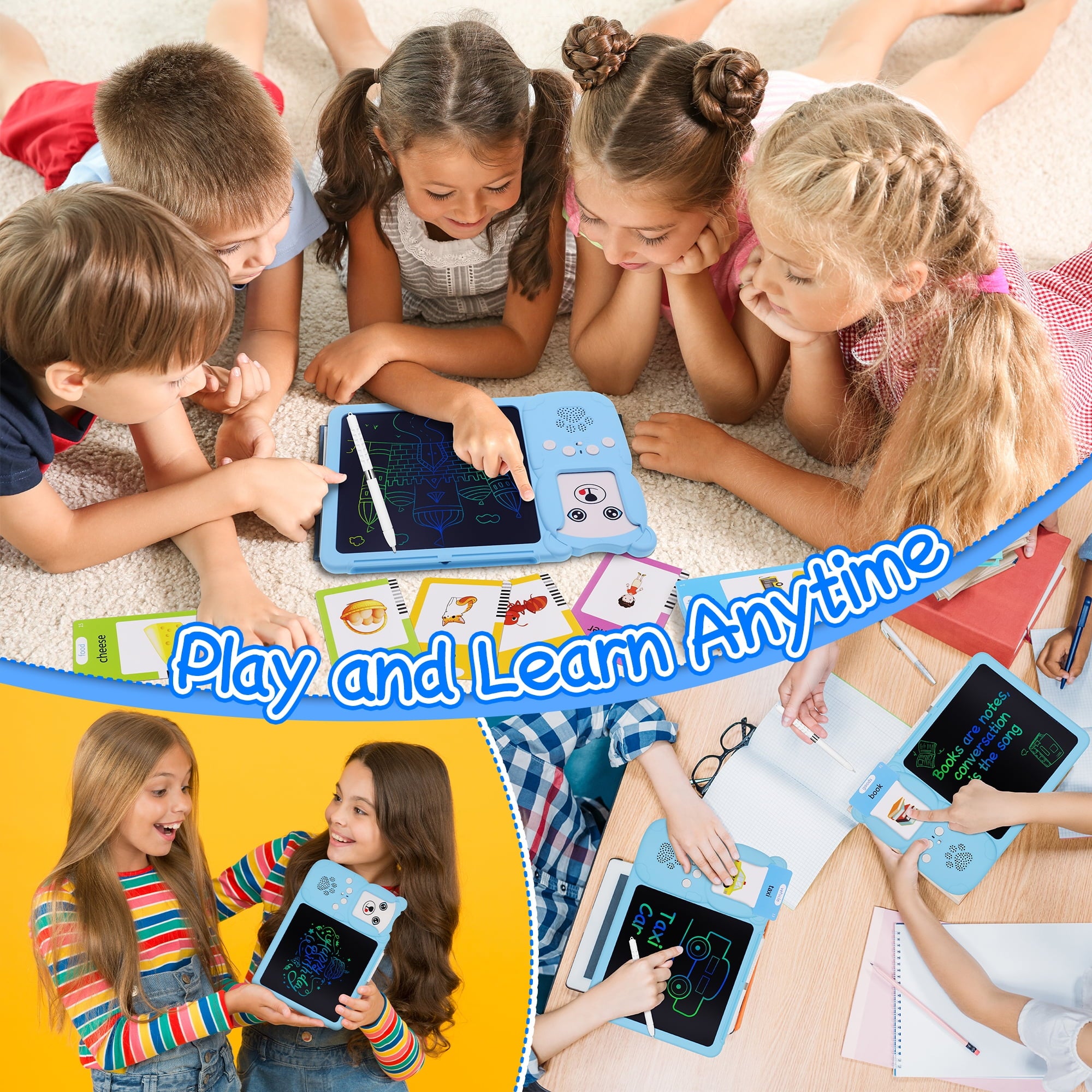 MAGOTAN Toddler Toys Drawing Tablet with Talking Flash Card, Drop Resistant LCD Writing Tablet,224 Sight Words Pocket Speech Audible Flashcards, Learning & Education Toys for 2,3,4,5,6 Years Old