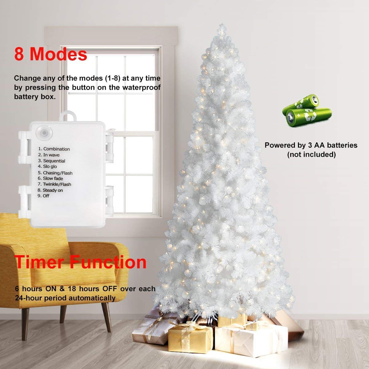 LOENDE Christmas Lights, 50 LED Battery Operated String Lights 18FT Mini Lights, Indoor Outdoor Home Party Christmas Decor, White & Warm White, 2 Pack
