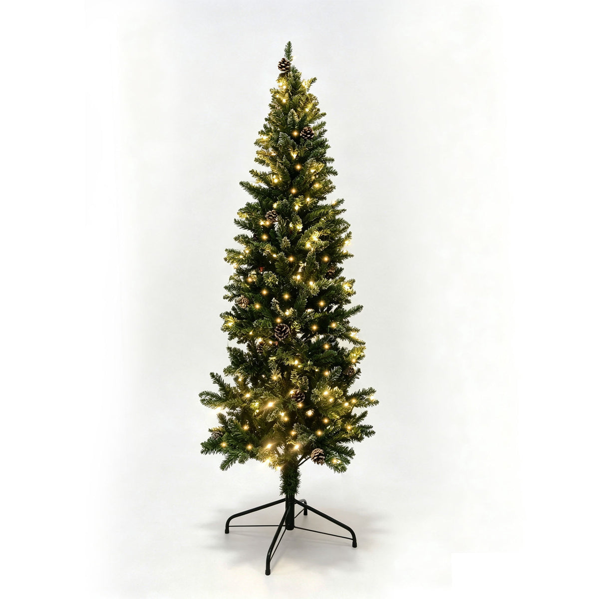 Loende 6ft Prelit Pencil Christmas Tree, 618 Branch Tips Artificial Christmas Tree with 200 LED Warm White Lights 8Modes