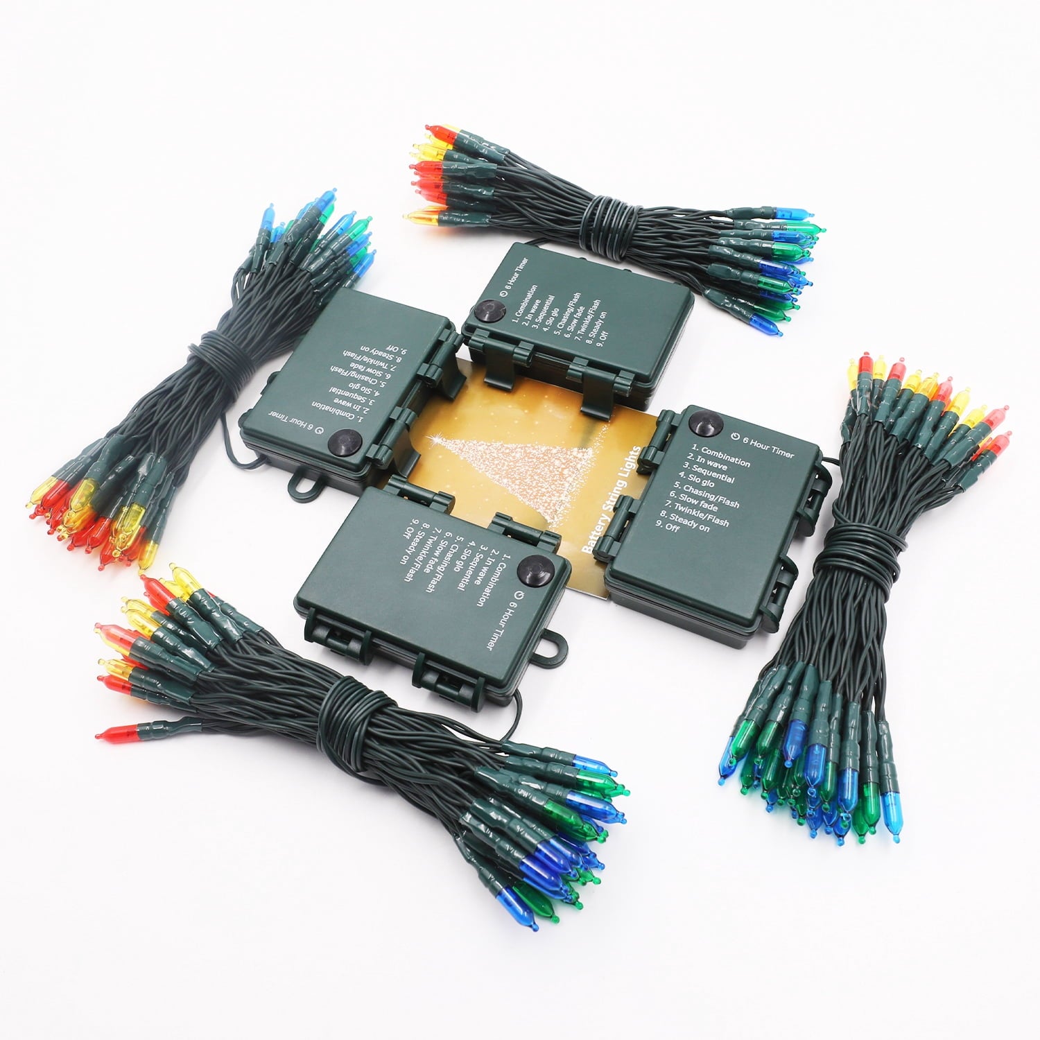 Magotan 4 Pack 50 LED Battery Operated Christmas Lights Indoor Battery Christmas String Lights with Timer Xmas Indoor Decorations Multicolor