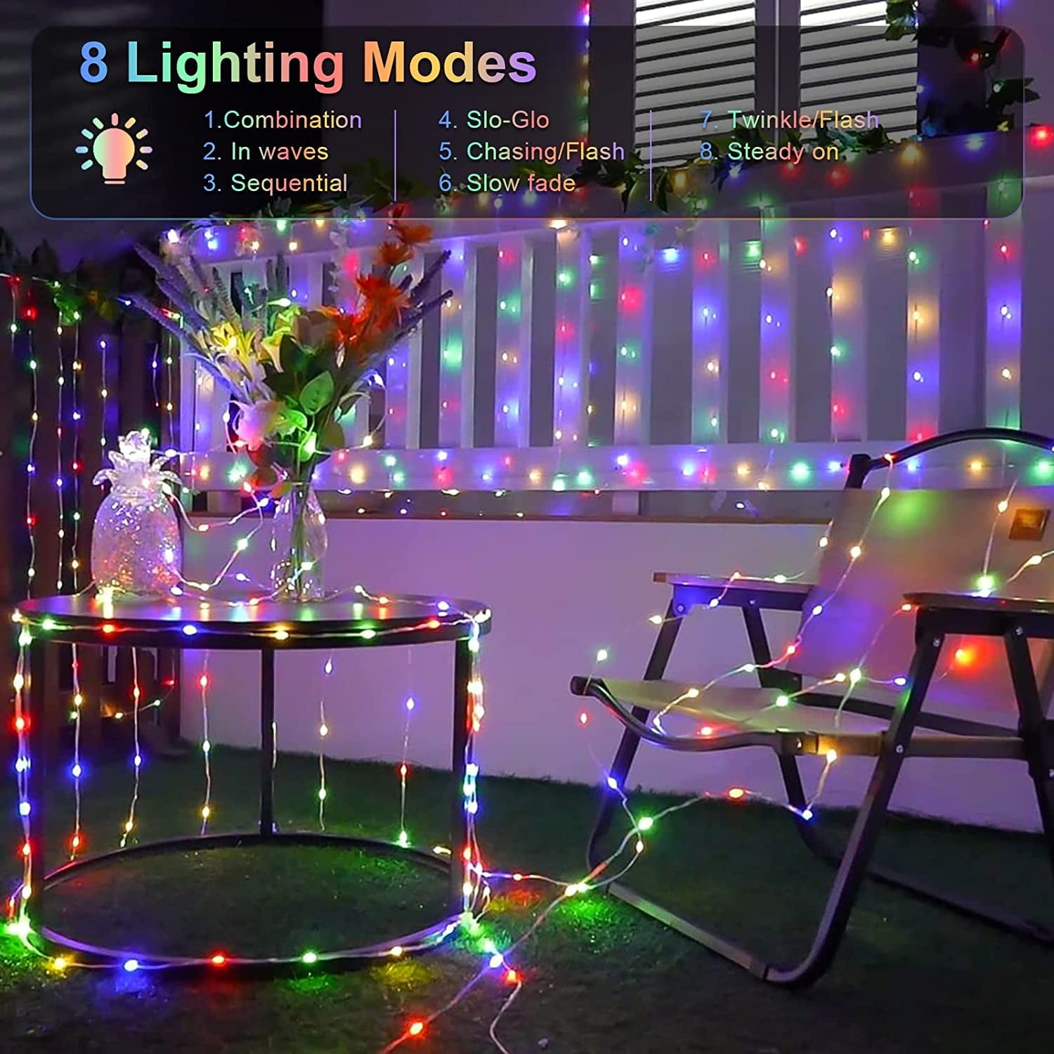 Magotan Solar Christmas Lights 2 Pack 72 Ft 200 LED Outdoor Waterproof Solar String Lights Garden Patio Christmas Decorations, Multicolor