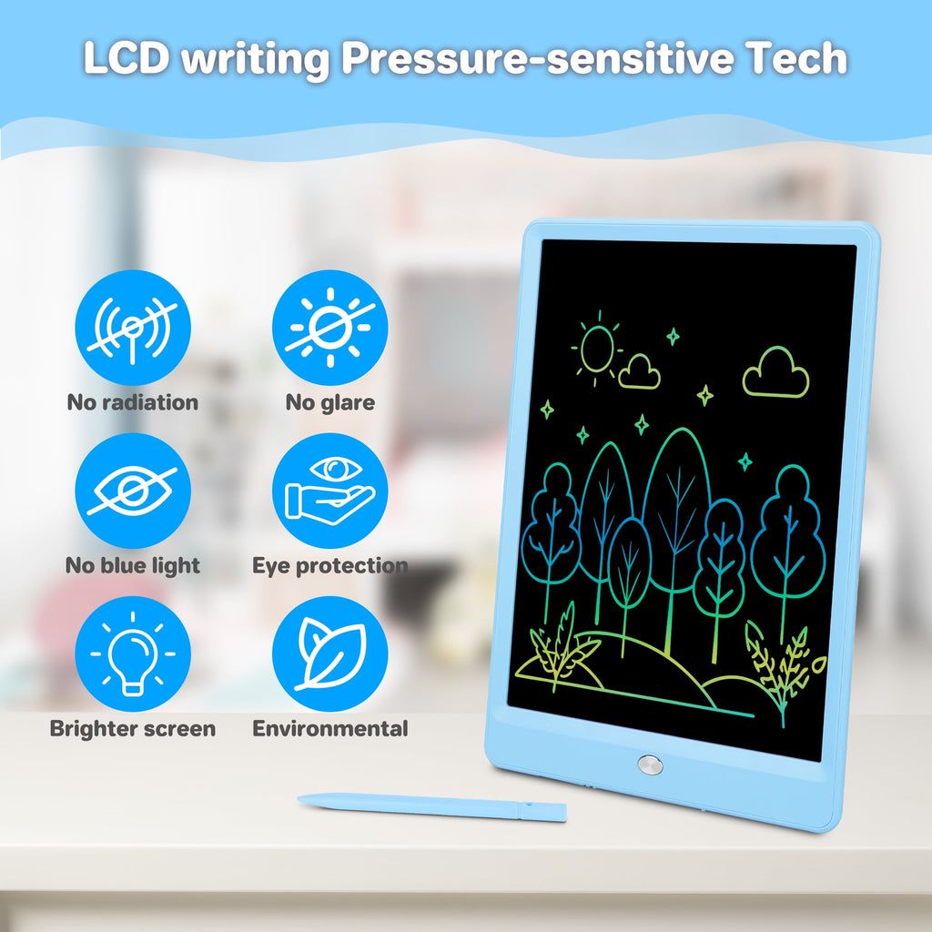 MAGOTAN 10 Inch LCD Drawing Tablet for Kids Toddler Drawing Doodle Pad Educational Toys Boys Girls Birthday Gifts, Blue