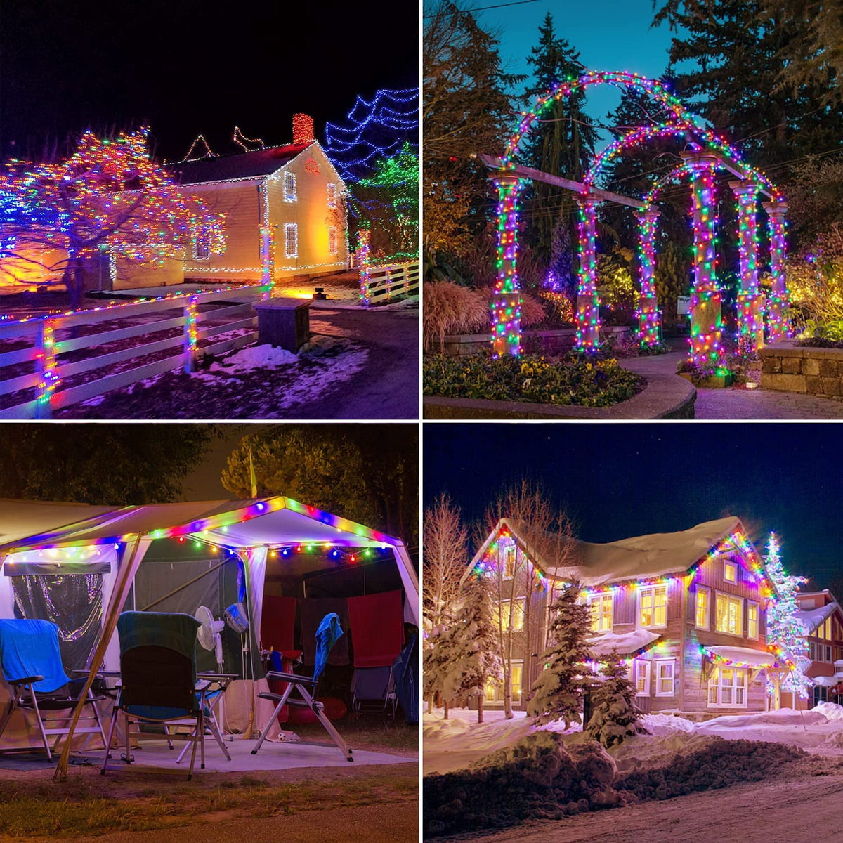 Magotan Solar Christmas Lights, 2 Pack 72ft 200 LED Solar Fairy Lights Outdoor Waterproof Garden Patio Wedding Christmas Decorations, Multicolour