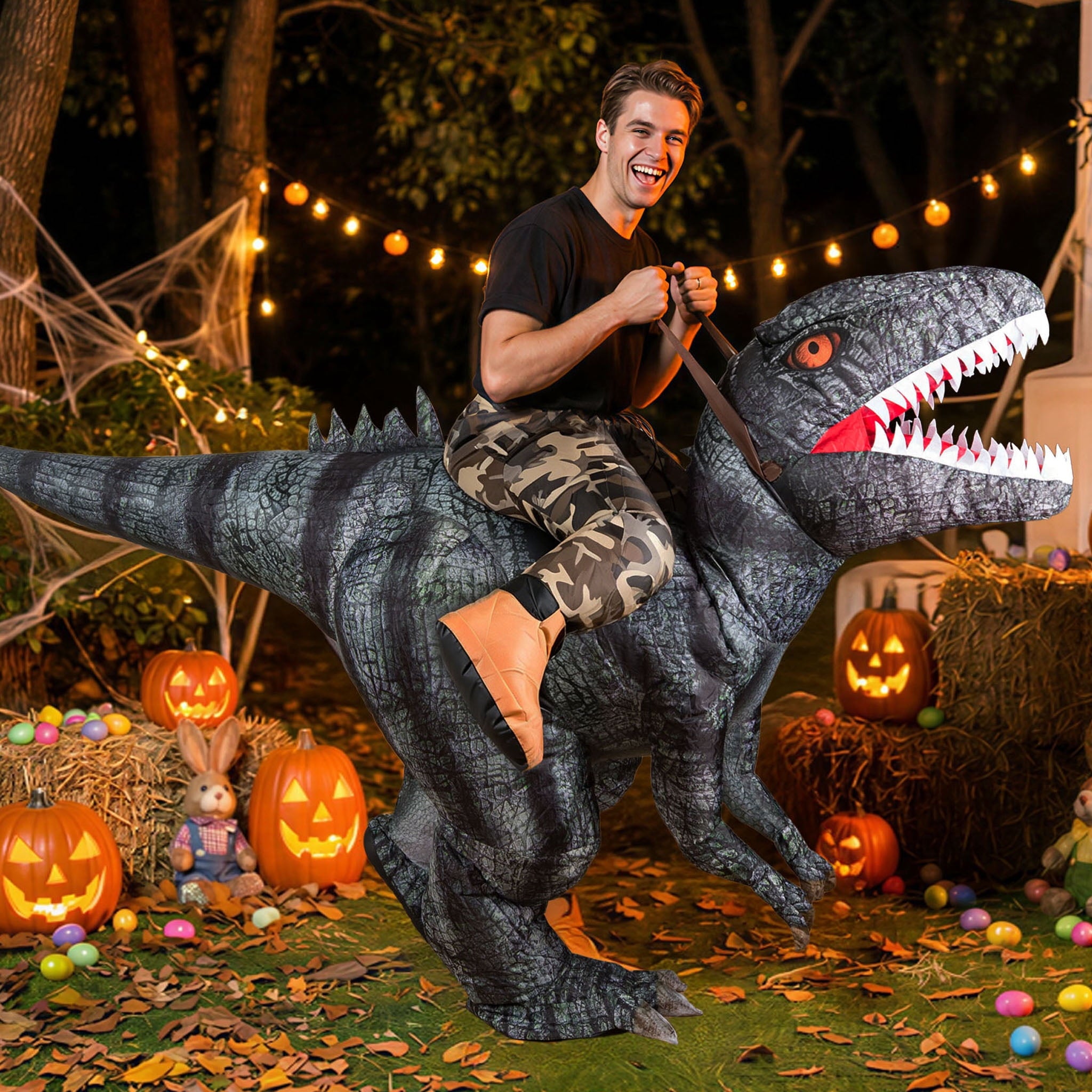 MAGOTAN Halloween Inflatable Dinosaur Costume Adult,Blow Up T Rex Suit Men Women, Halloween Adults Funny Blow Up Lightweight & Flexible for Cosplay, Parades