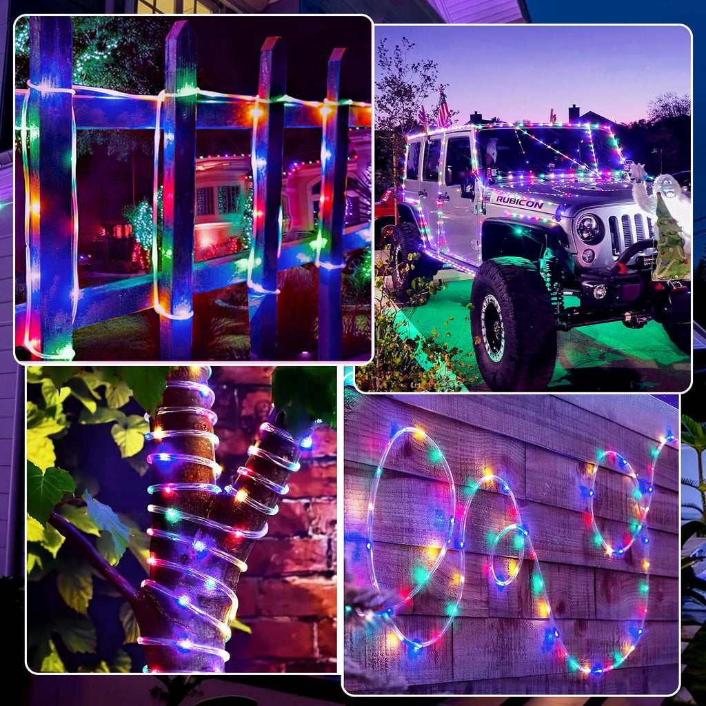 NITIDSKY 33ft 100 LED Solar Christmas Lights Outdoor Waterproof Solar Rope Lights Yard Patio Garden Christmas Deaorations, Multicolor
