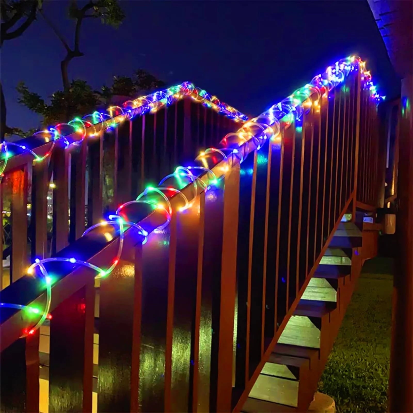 NITIDSKY 33ft 100 LED Solar Christmas Lights Outdoor Waterproof Solar Rope Lights Yard Patio Garden Christmas Deaorations, Multicolor