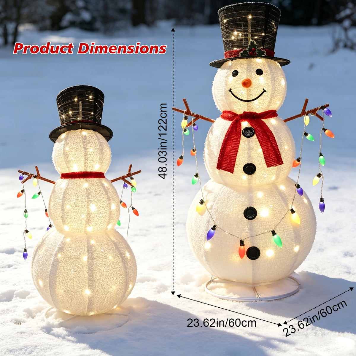 Magotan Collapsible Lighted Snowman Christmas Outdoor Decoration, Iron Frame Outdoor Snowman with C9 Christmas Lights, Christmas Lawn Porch Yard Decor