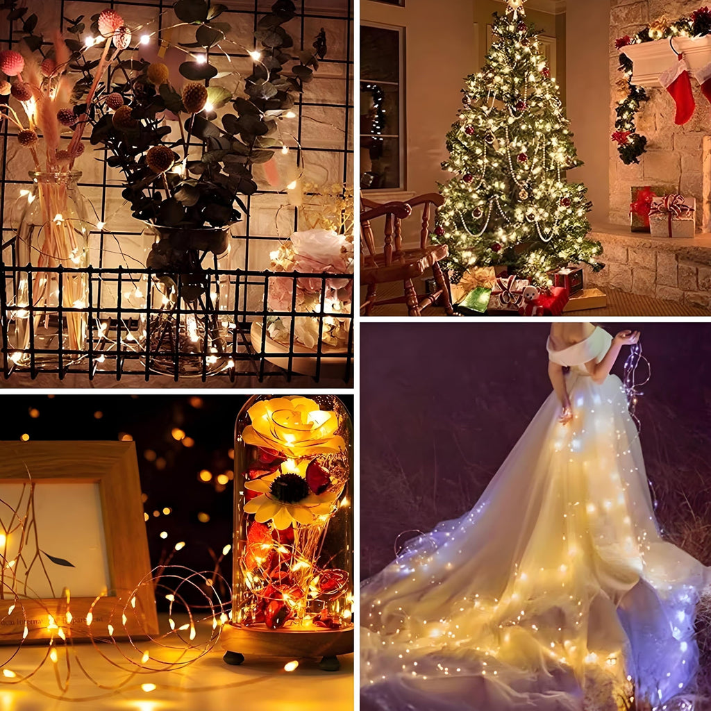 NITIDSKY 4 pack 33ft 100 LED Fairy Lights Battery Operated String Lights with Remote and 8 Modes Christmas Wedding Party Decoration, Warm White