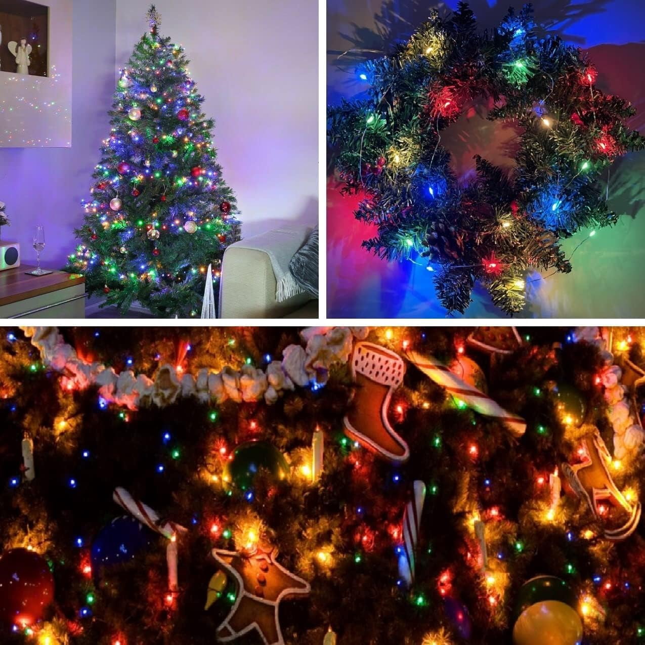 NITIDSKY USB Christmas Lights, 2 Pack 66ft 200 LED USB Plug in Fairy Lights with Remote Christmas Twinkle Lights Holiday Party Wedding Indoor Decorations, Multicolor