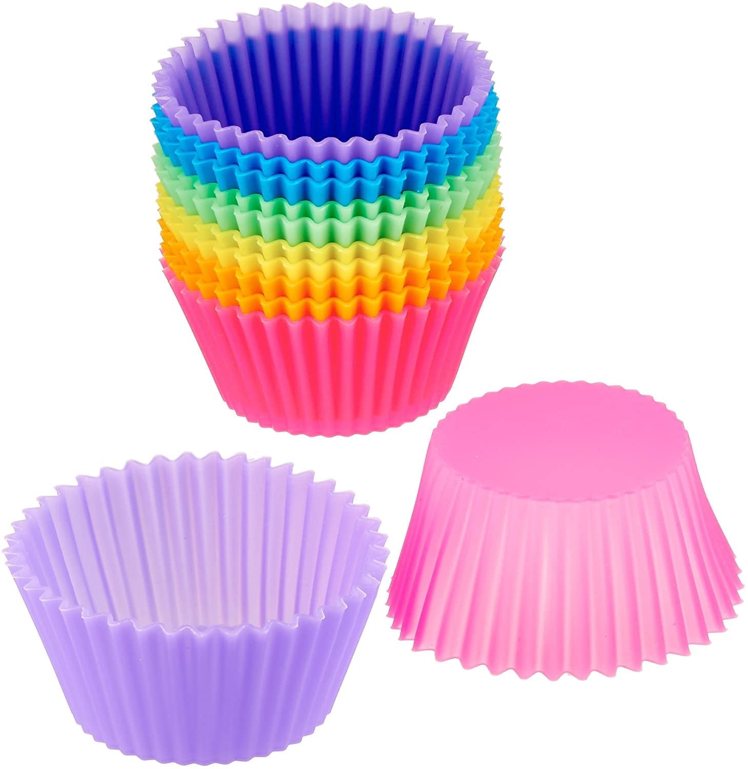 Dofulay Silicone Cupcake Liners,24Pcs Reusable Muffin Liners Cake Cup Baking Cup (Multicolor)