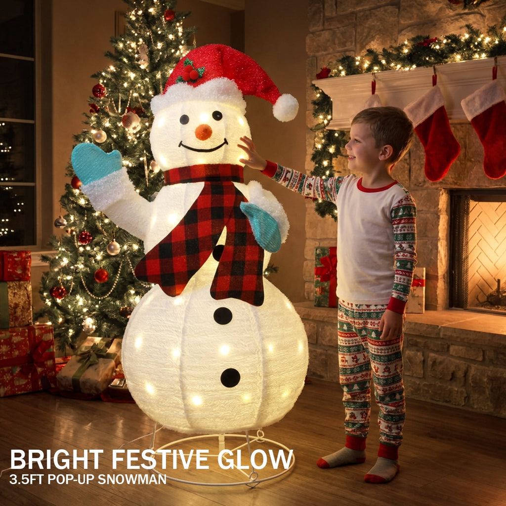 Magotan Snowman Christmas Outdoor Decorations,Collapsible Lighted Waving Snowman Build in Warm LED Lights,Outdoor Yard Porch Holiday Ornament