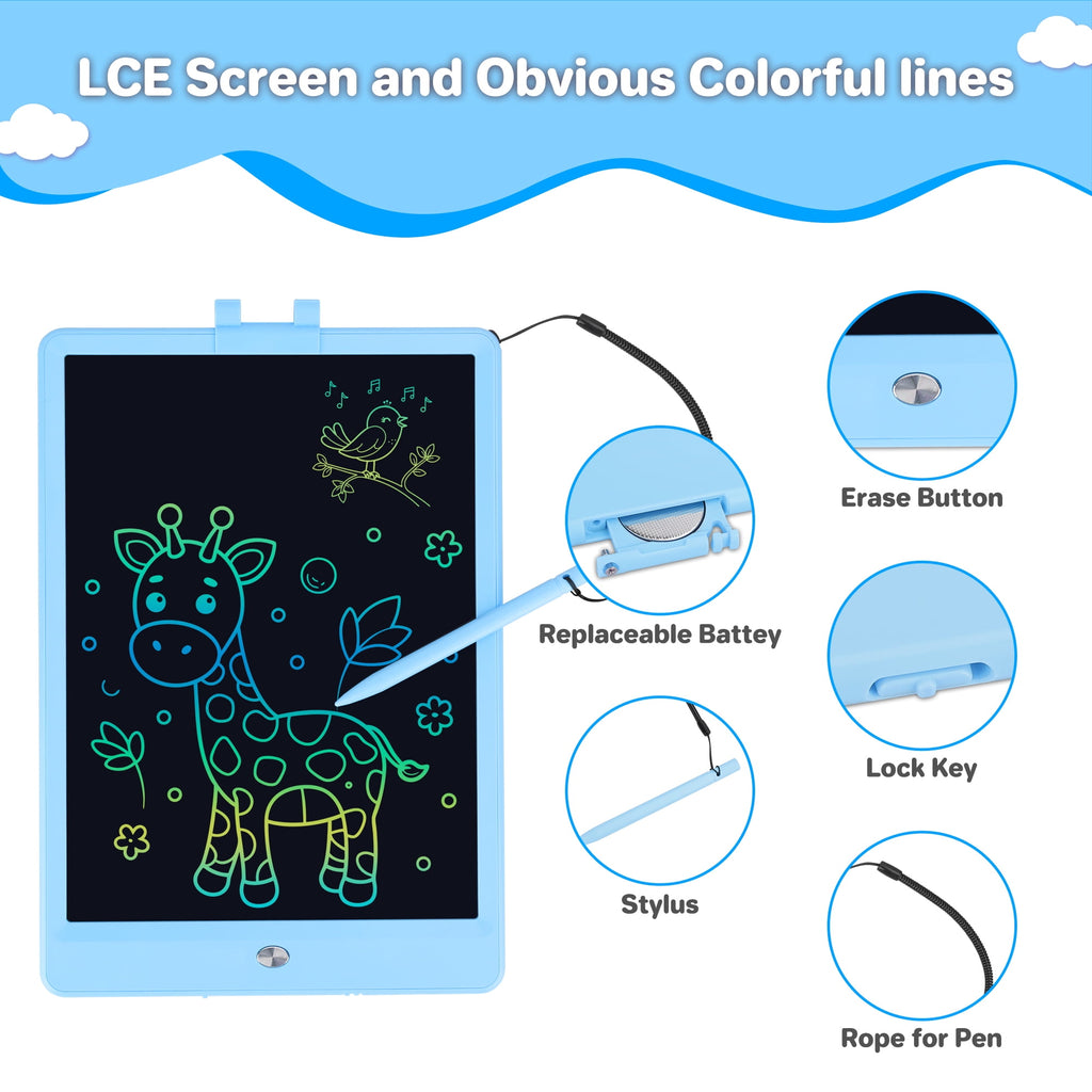 MAGOTAN 10 Inch LCD Drawing Tablet for Kids Toddler Drawing Doodle Pad Educational Toys Boys Girls Birthday Gifts, Blue