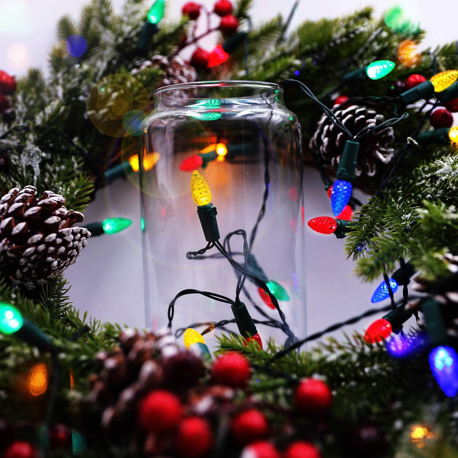 Loende Christmas Lights, 18FT 50 LED C3 Battery Operated String Lights for Indoor Outdoor Multicolor