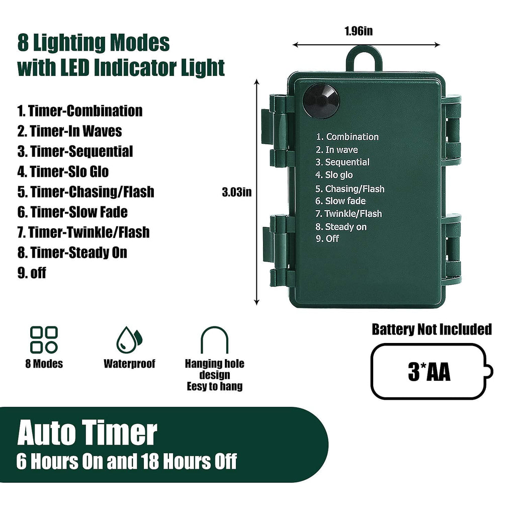 LOENDE Christmas Lights, LED String Light 34ft 100 LED Christmas Lights with Timer & 8 Modes, Battery Operated String Light, Multi-color