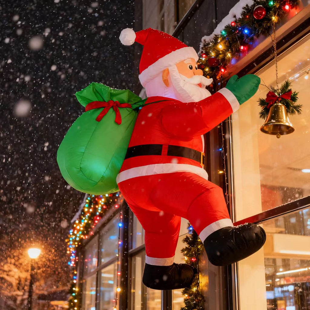 Magotan 4ft Christmas Inflatables Outdoor Decoration Santa Claus Christmas Blow Ups with Built in LED Lights Climb Over the Wall Santa Claus