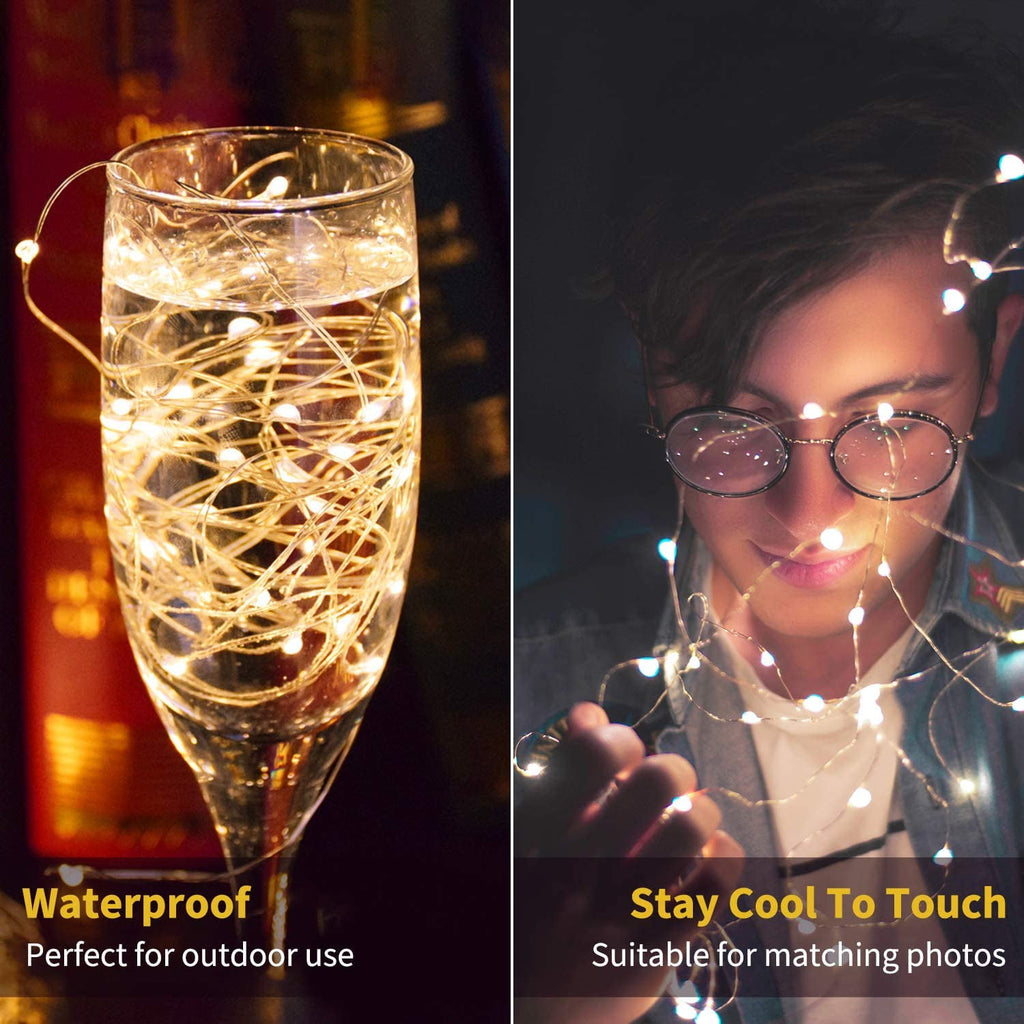 Outdoor Solar String Lights, ASENEK 33ft 100 LED Solar Fairy Lights, Waterproof Decoration Lighting Copper Wire Lights for Indoor Outdoor Patio Yard Wedding Party Trees Decor, Warm White