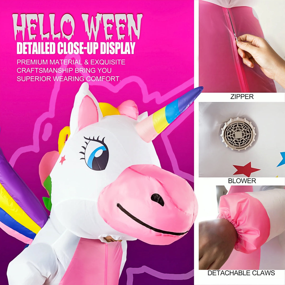 Magotan Unicorn Unisex Halloween Inflatable Costume with Full Body for Adult, One Size
