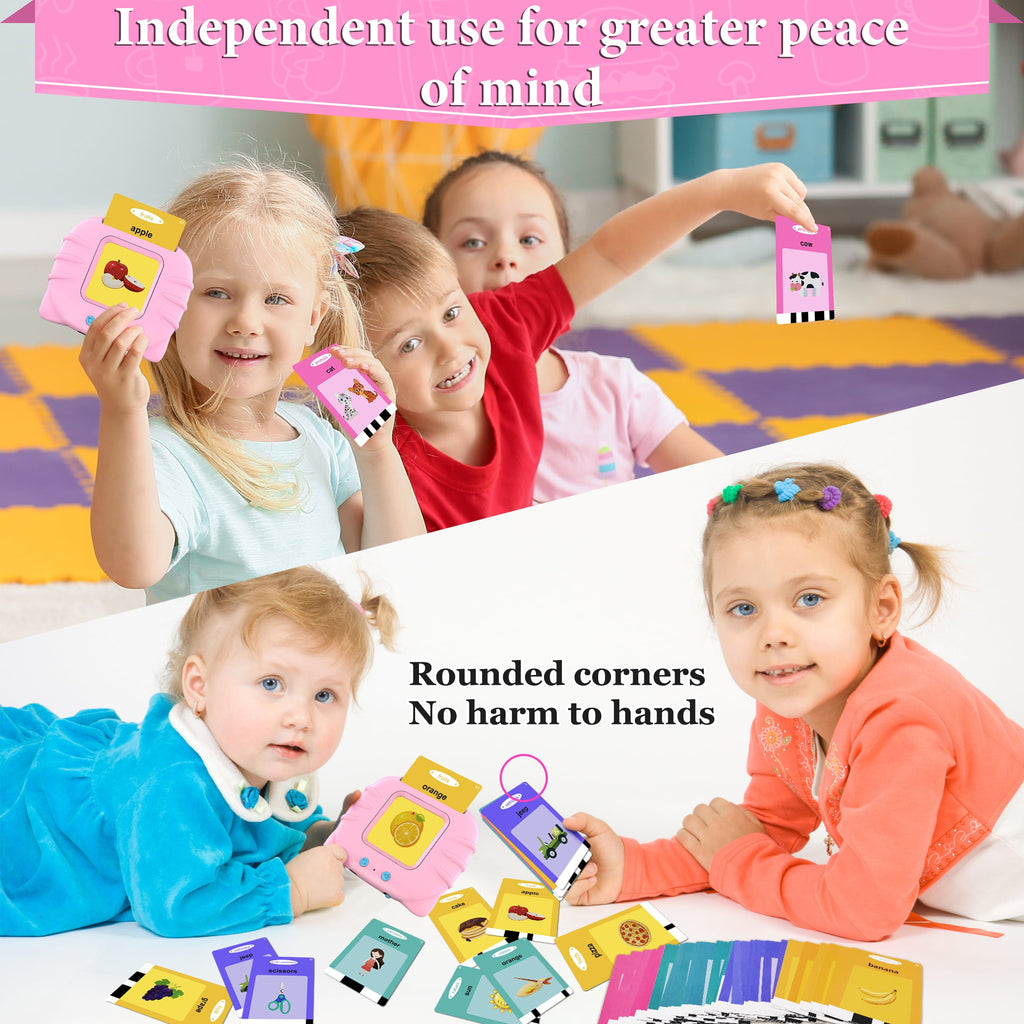 MAGOTAN Talking Flash Cards Learning Toys for 1-6 Years Old Boys Girls, Educational Toddlers Toys for Kids,Speech Therapy Toys Autism Toys Christmas Birthday Gifts for Toddler Boys Girls (Pink)