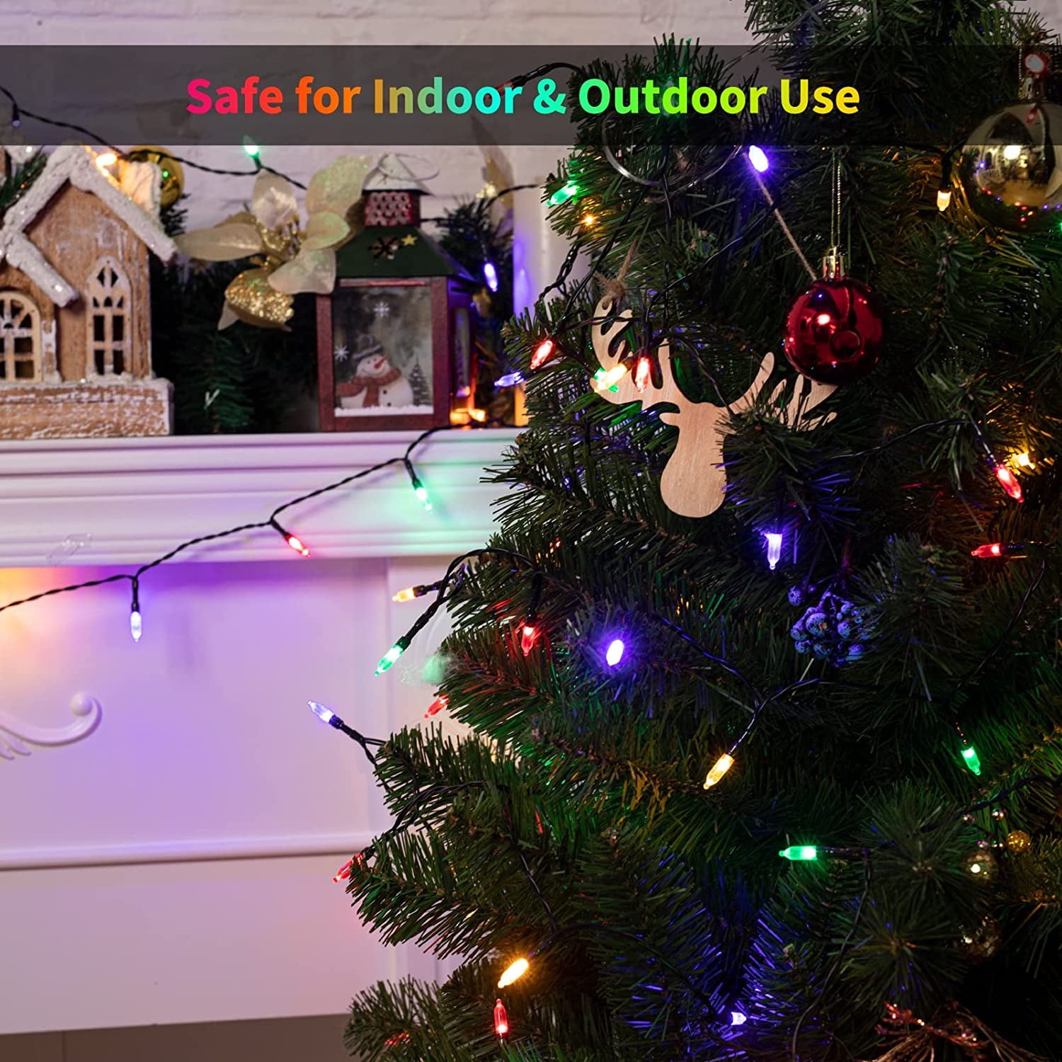 Magotan 4 Pack 50 LED Battery Operated Christmas Lights Indoor Battery Christmas String Lights with Timer Xmas Indoor Decorations Multicolor