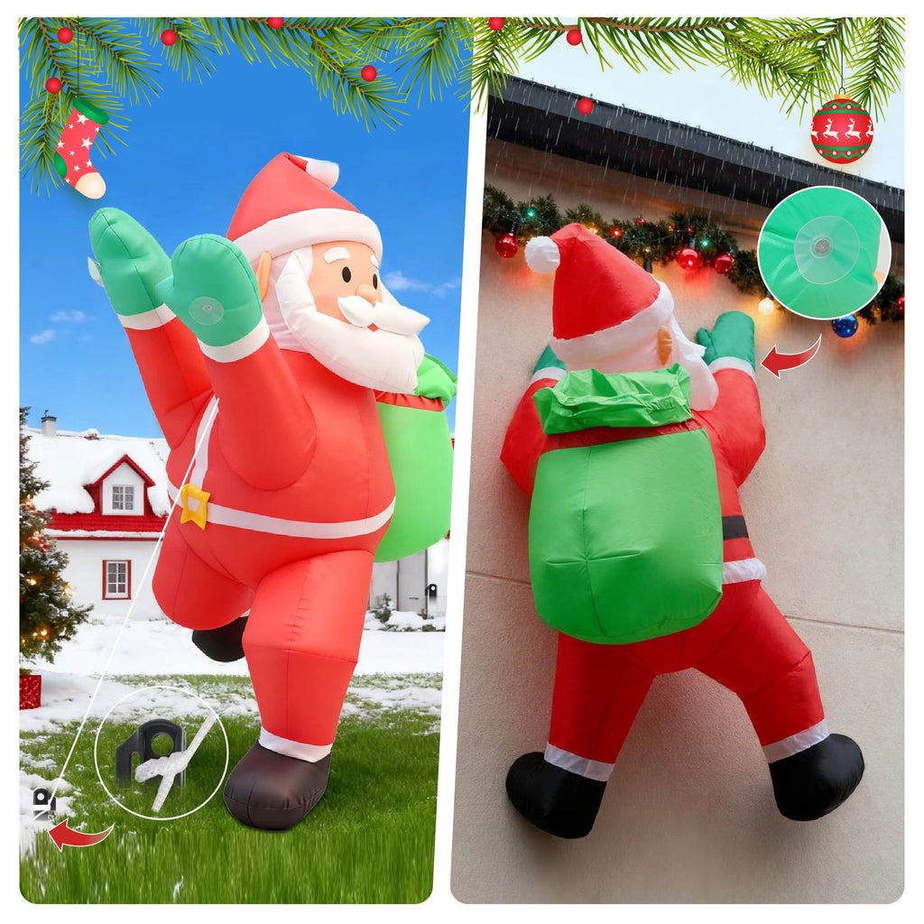 Magotan 4ft Christmas Inflatables Outdoor Decoration Santa Claus Christmas Blow Ups with Built in LED Lights Climb Over the Wall Santa Claus