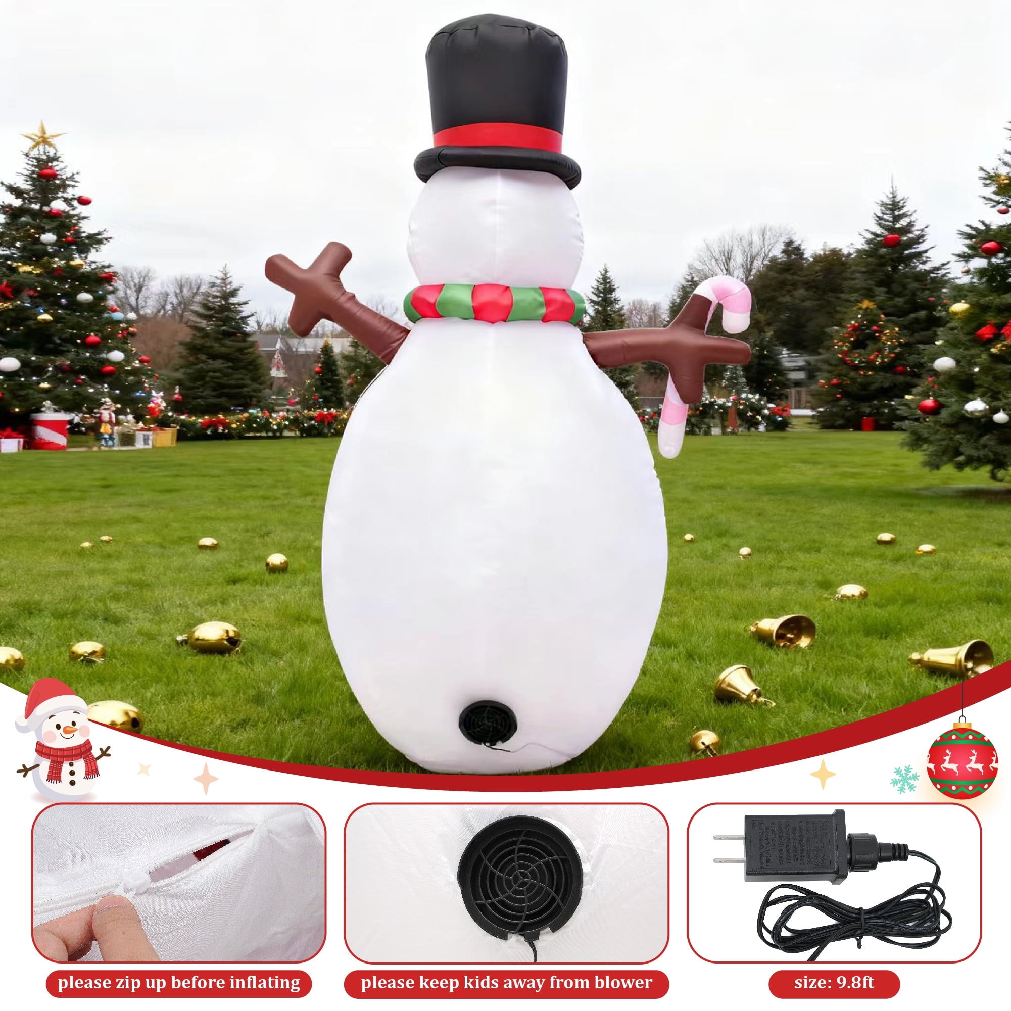 Magotan 5ft Christmas Inflatables Outdoor Decoration Snowman Christmas Blow Ups with Built in LED Lights Xmas Garden Yard Lawn Decoration