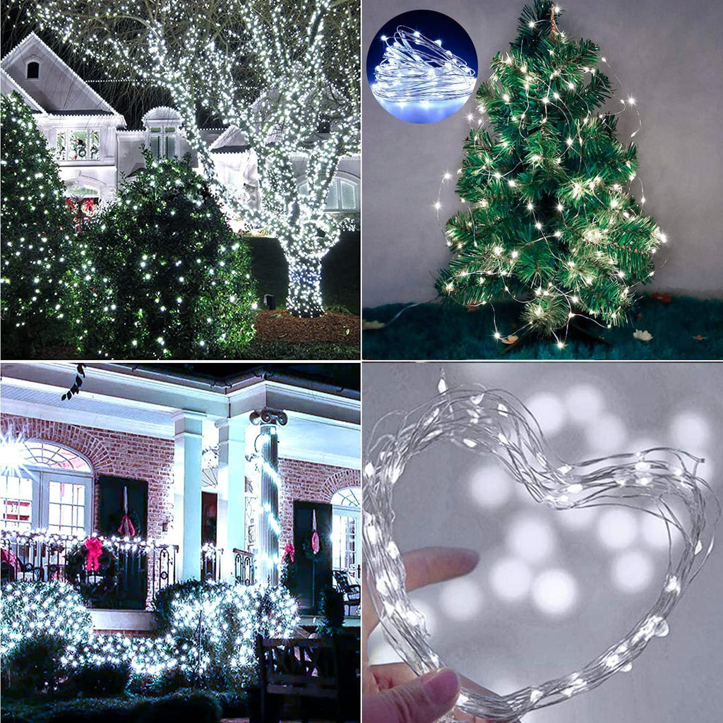 NITIDSKY 4 pack 33ft 100 LED Fairy Lights Battery Operated String Lights with Remote and 8 Modes Christmas Wedding Party Decoration, White