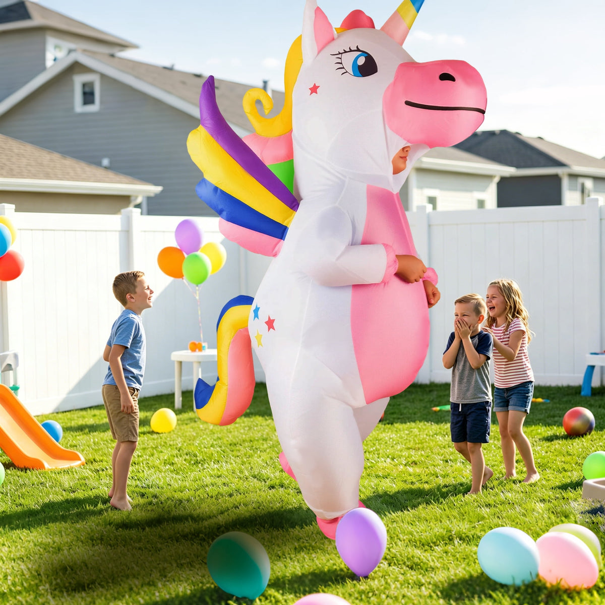 Magotan Unicorn Unisex Halloween Inflatable Costume with Full Body for Adult, One Size