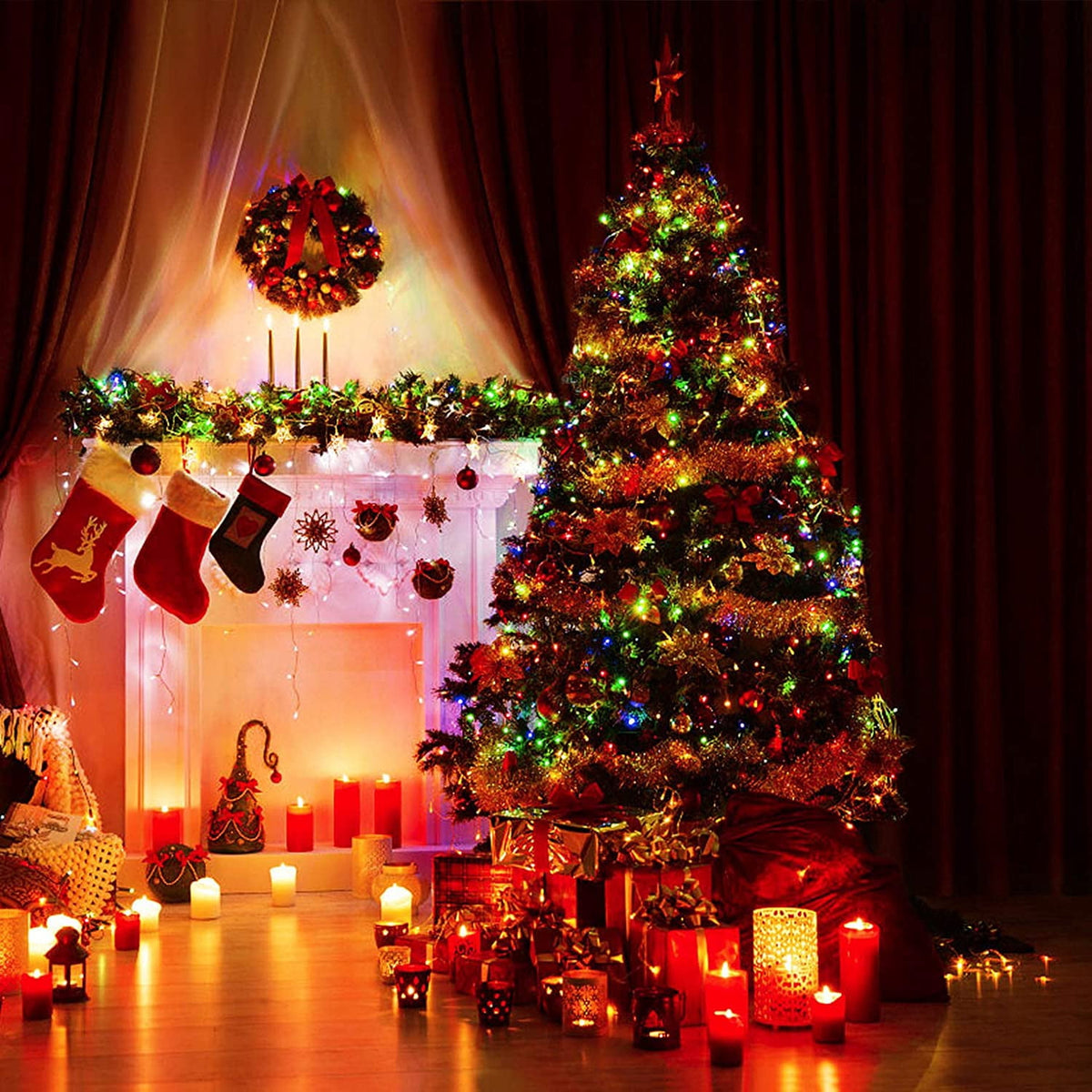 MAGOTAN Christmas Lights, Battery Operated String Lights 18ft 50 LED 8 Modes with Timer for Christmas Tree Wreath Party Home Indoor Outdoor Decor, Waterproof, Multicolor , 2 Pack
