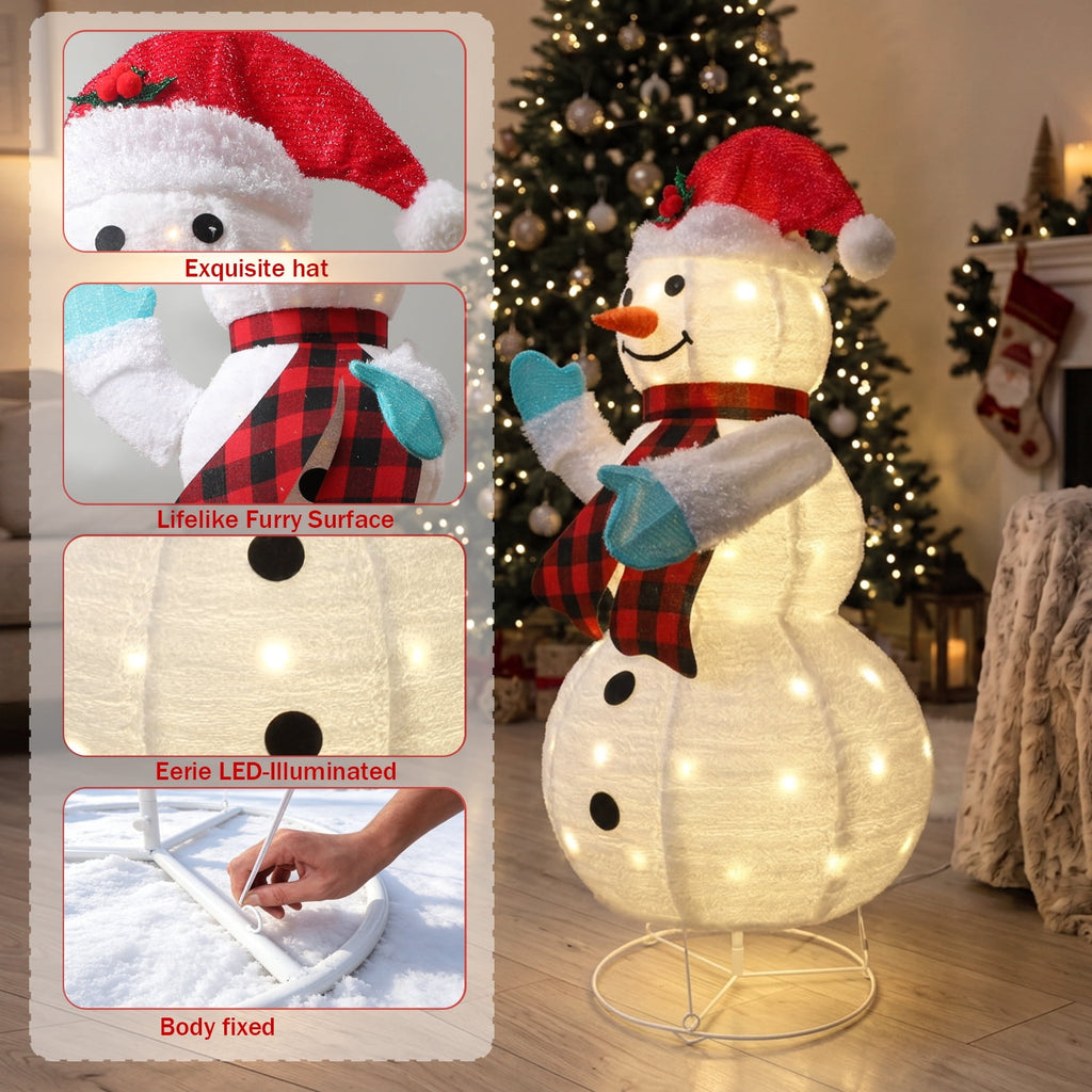 Magotan Snowman Christmas Outdoor Decorations,Collapsible Lighted Waving Snowman Build in Warm LED Lights,Outdoor Yard Porch Holiday Ornament