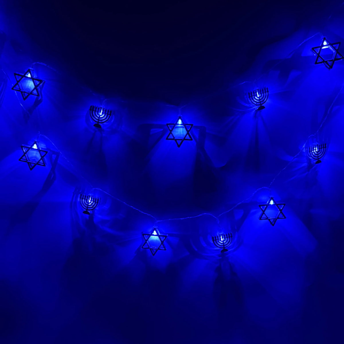 NITIDSKY 30 LED Hanukkah Lights, Hanukkah Decorations Battery Powered Fairy Lights with 8 Modes,Blue