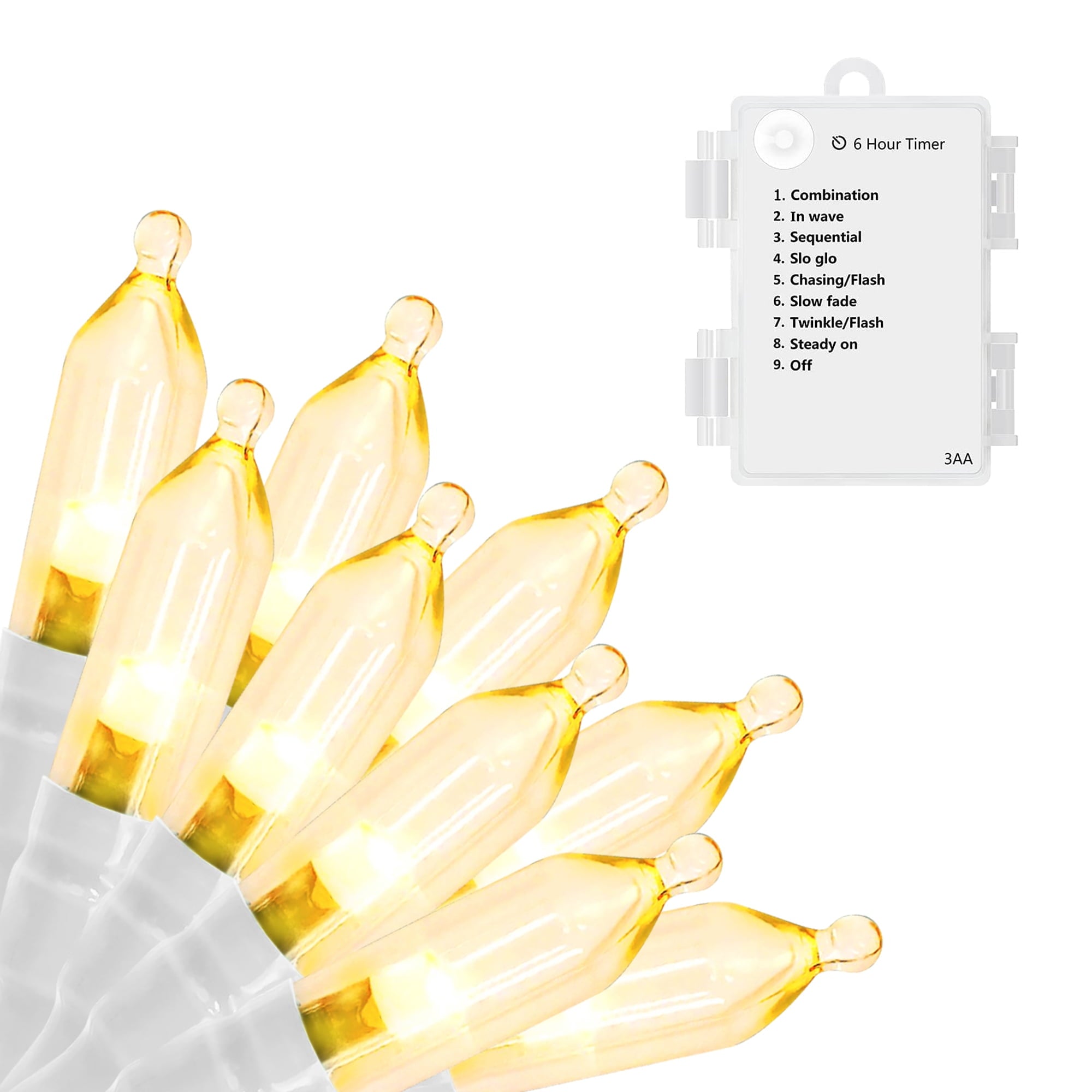 LOENDE Christmas Lights, 50 LED Battery Operated String Lights 18FT Mini String Lights, Indoor Outdoor Patio Party Christmas Decor, White & Warm White