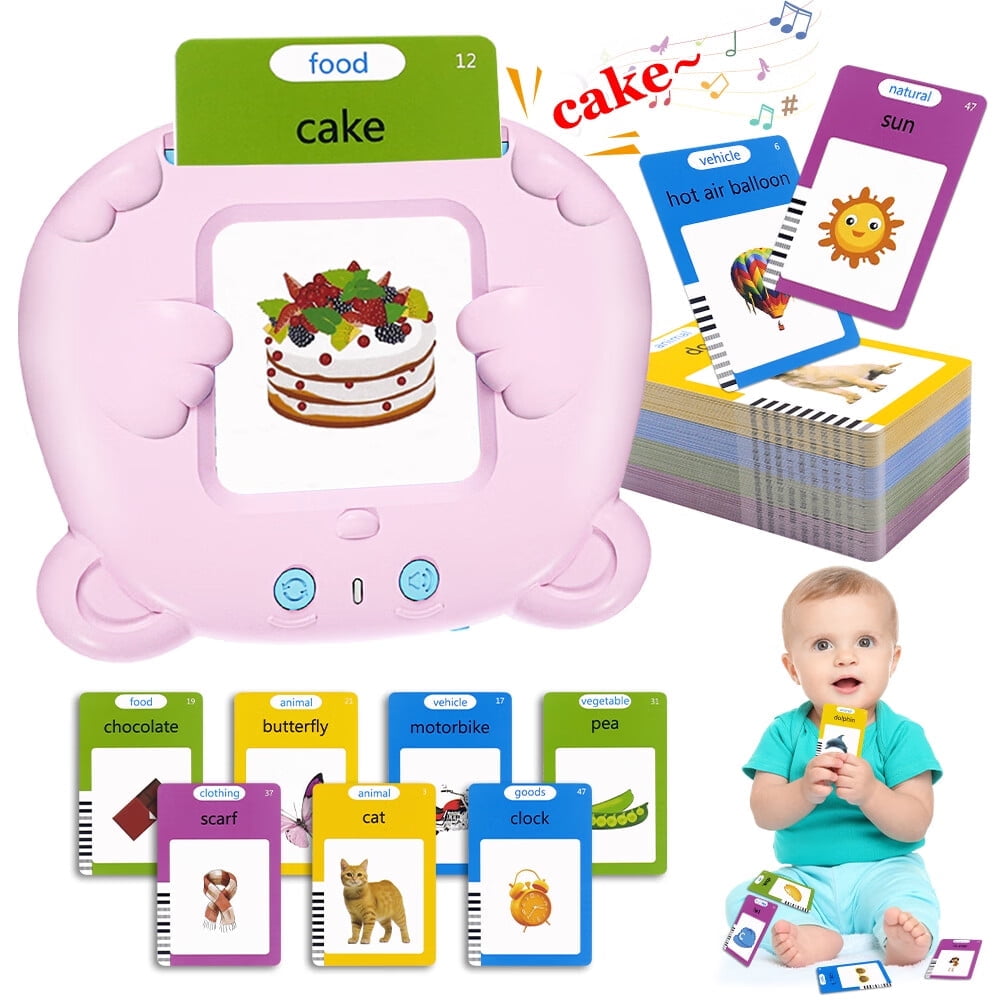 MAGOTAN Talking Flash Cards Learning Toys for 1-6 Years Old Boys Girls, Educational Toddlers Toys for Kids,Speech Therapy Toys Autism Toys Christmas Birthday Gifts for Toddler Boys Girls (Pink)