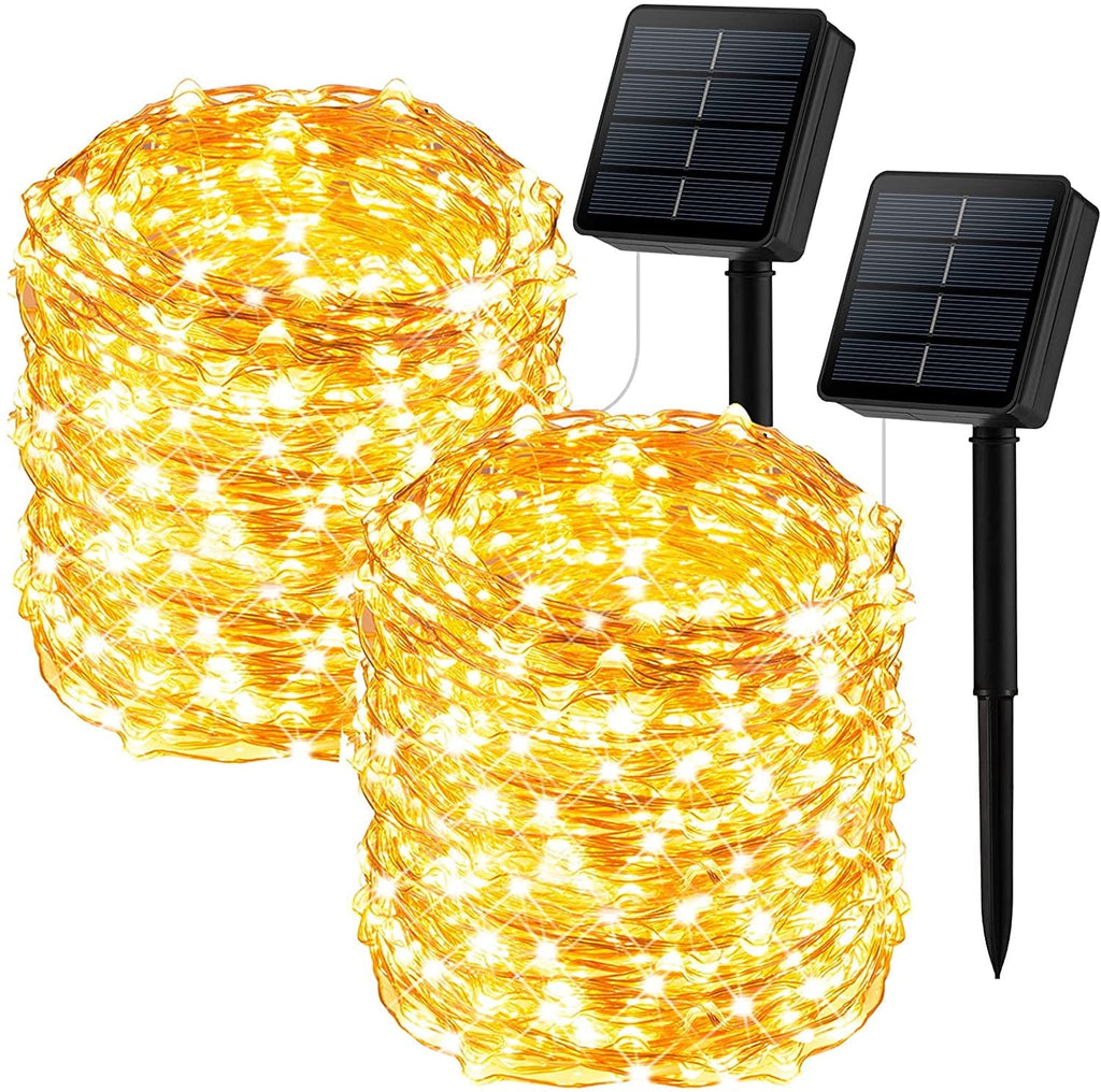 Magotan Solar Christmas Lights, 2 Pack 72ft 200 LED Solar Fairy Lights Outdoor Waterproof Garden Patio Wedding Christmas Decorations, Warm White