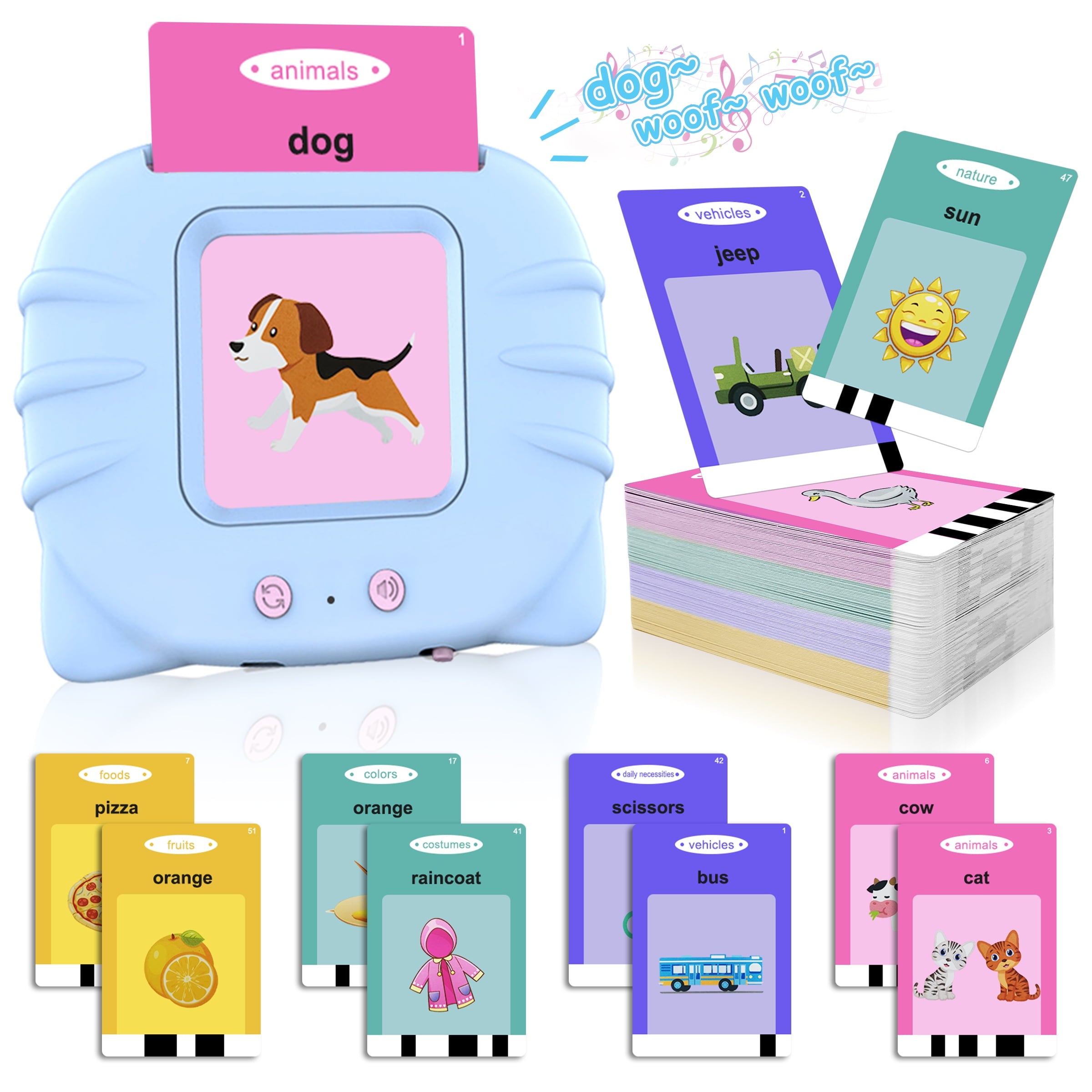 MAGOTAN Talking Flash Cards Learning Toys for 1-6 Years Old Boys Girls, Educational Toddlers Toys for Kids,Speech Therapy Toys Autism Toys Christmas Birthday Gifts for Toddler Boys Girls (Pink)