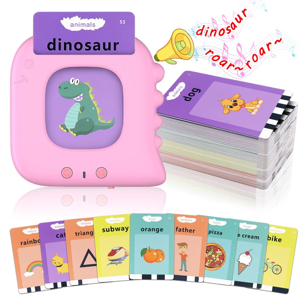 MAGOTAN Talking Flash Cards Learning Toys for 1-6 Years Old Boys Girls, Educational Toddlers Toys for Kids,Speech Therapy Toys Autism Toys Christmas Birthday Gifts for Toddler Boys Girls (Pink)