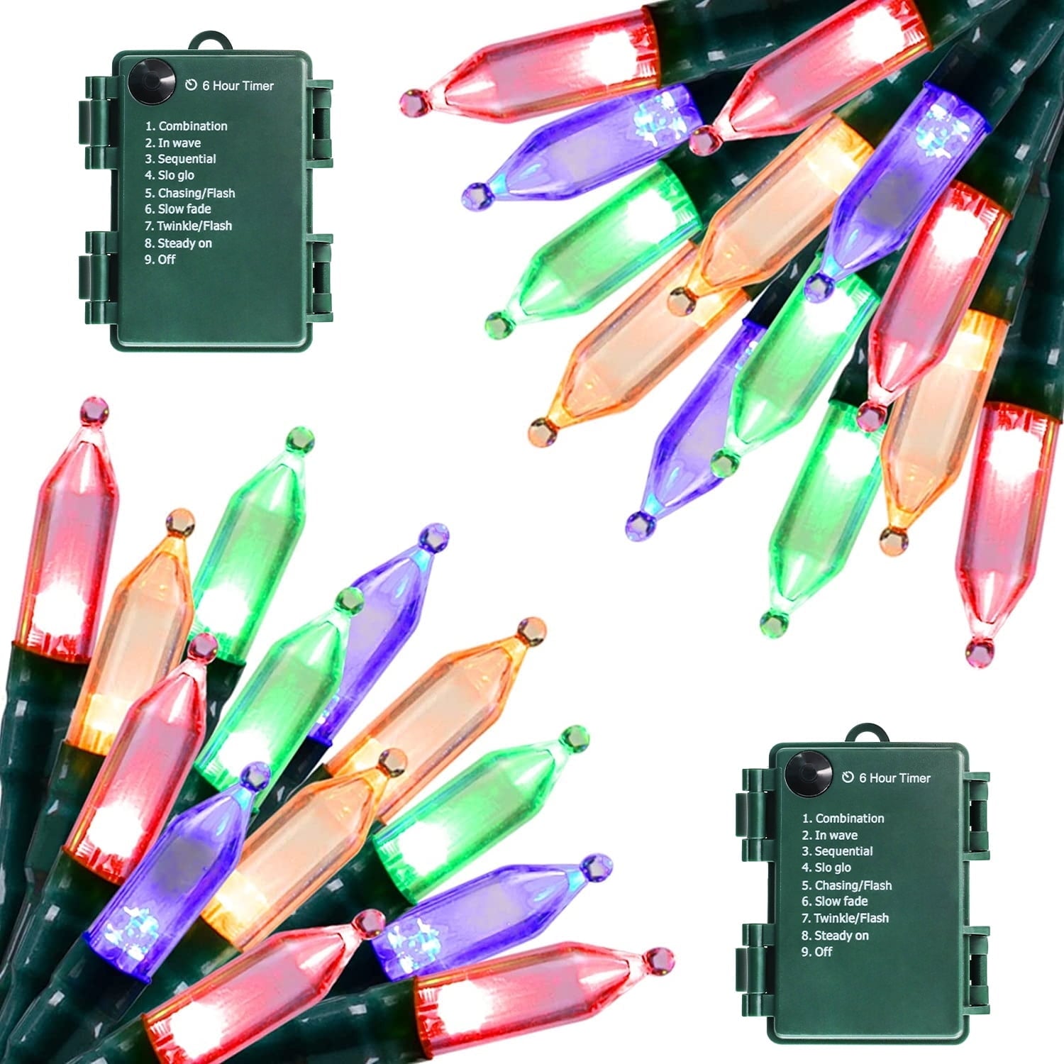 Magotan 100 LED Battery Operated Christmas Lights Mini Christmas Tree String Lights with Timer Indoor Outdoor Wreath Decorations, Multocolor
