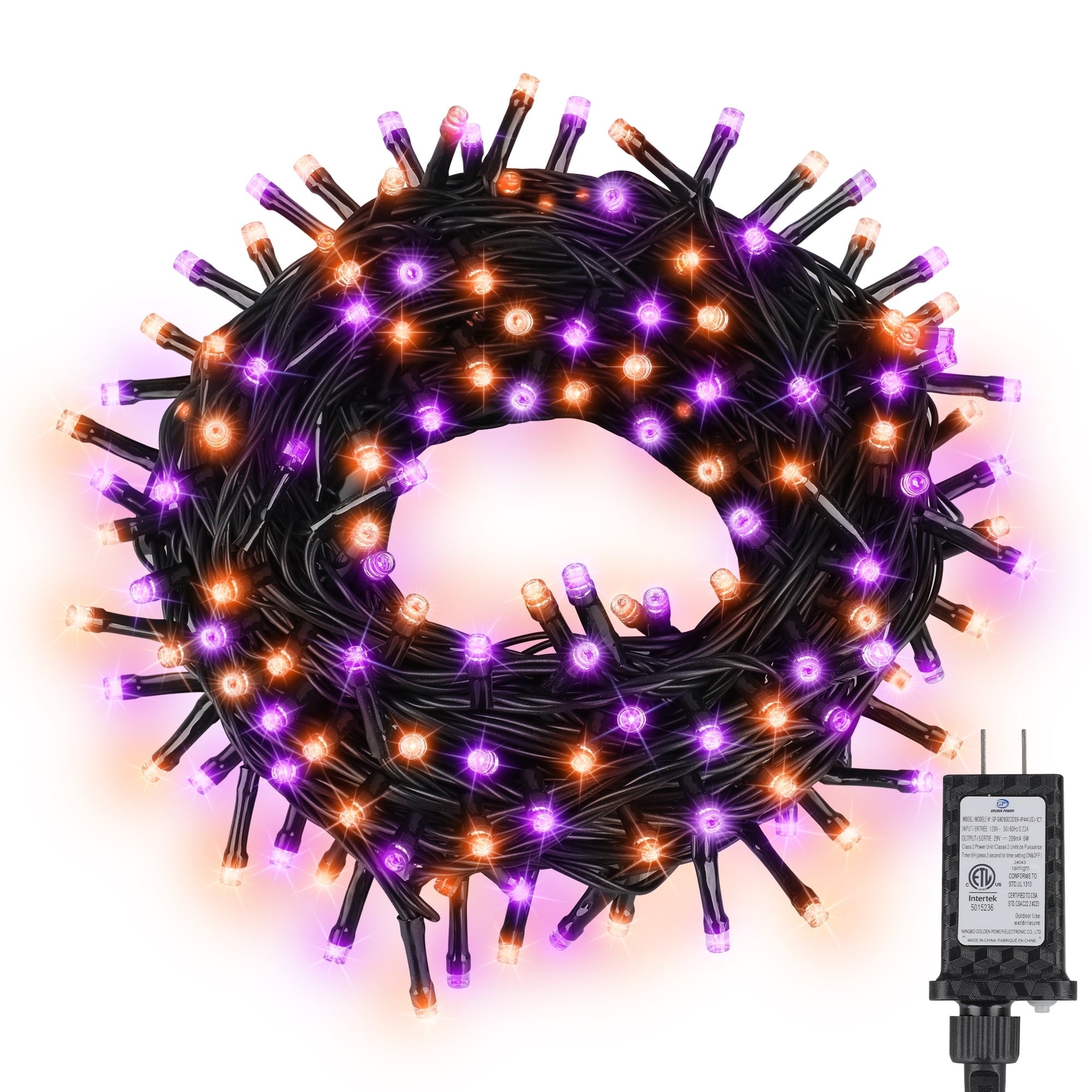 Magotan 200 LED 66 ft Halloween Lights Outdoor Indoor Orange and Purple Halloween Decorations String Lights
