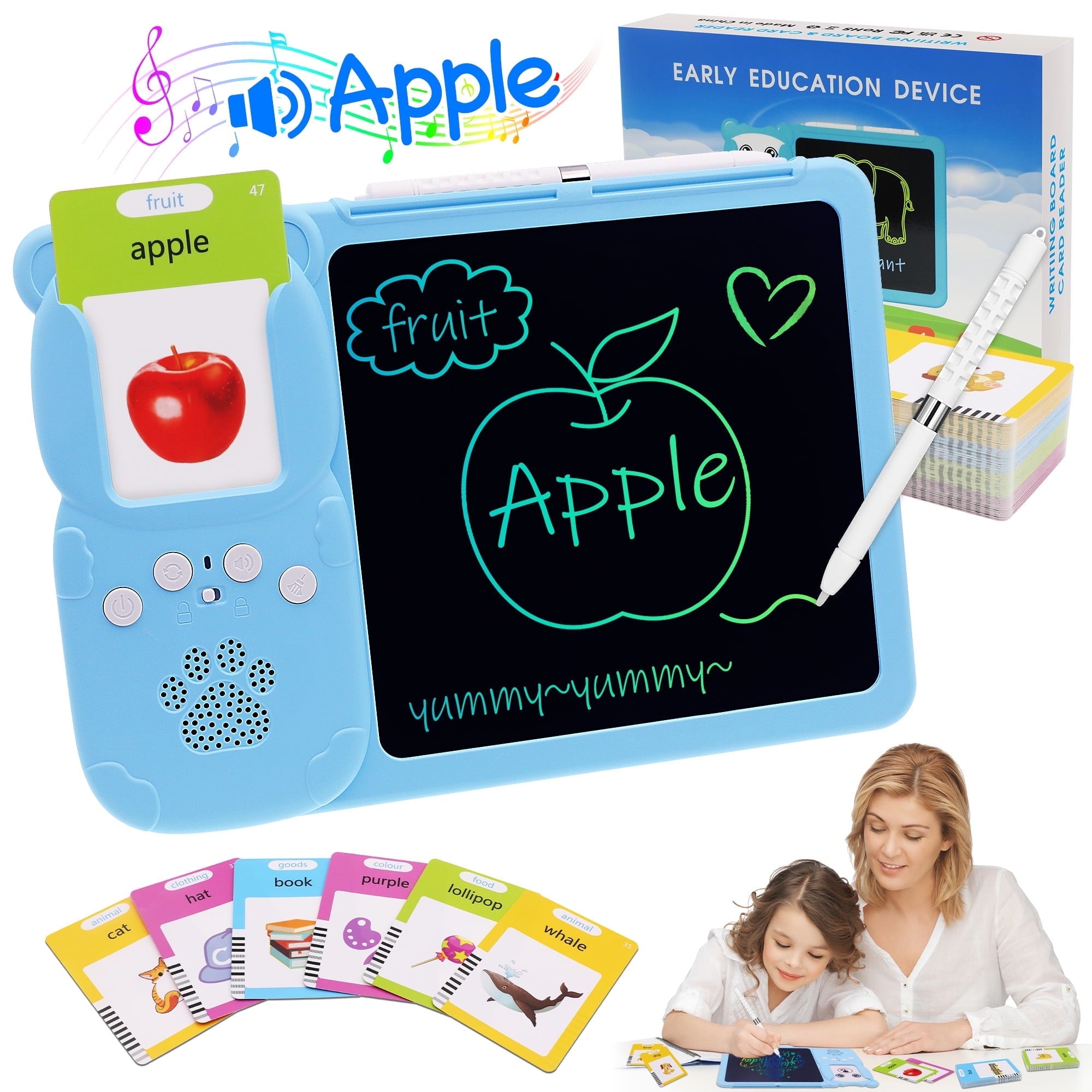 MAGOTAN Toddler Toys Drawing Tablet with Talking Flash Card, Drop Resistant LCD Writing Tablet,224 Sight Words Pocket Speech Audible Flashcards, Learning & Education Toys for 2,3,4,5,6 Years Old