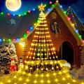 NITIDSKY Waterfall Christmas Lights,198 LED USB Operated Outdoor Christmas Tree Lights,Warm White