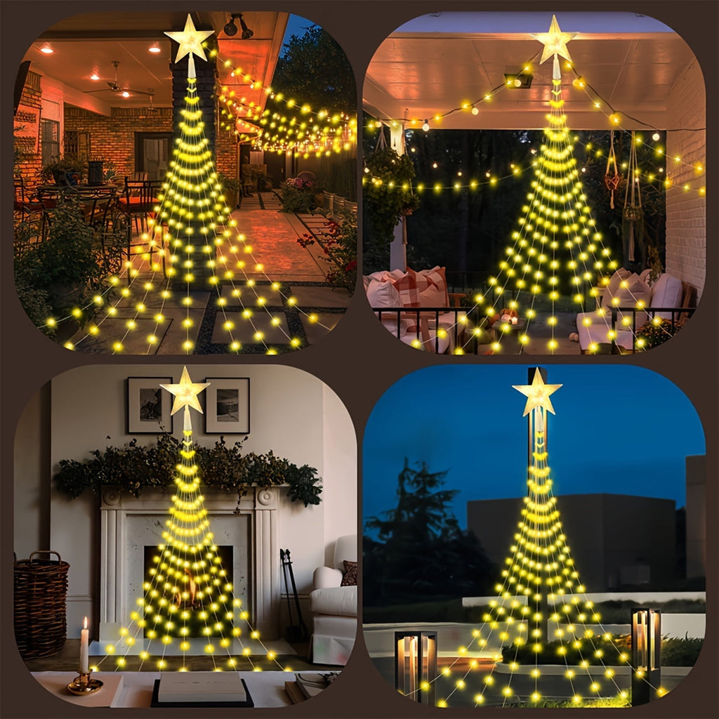 NITIDSKY Waterfall Christmas Lights,198 LED USB Operated Outdoor Christmas Tree Lights,Warm White