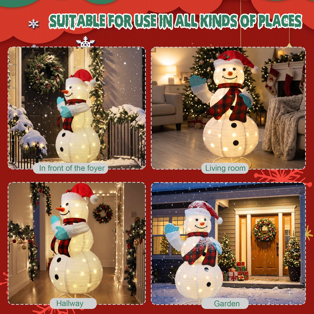Magotan Snowman Christmas Outdoor Decorations,Collapsible Lighted Waving Snowman Build in Warm LED Lights,Outdoor Yard Porch Holiday Ornament
