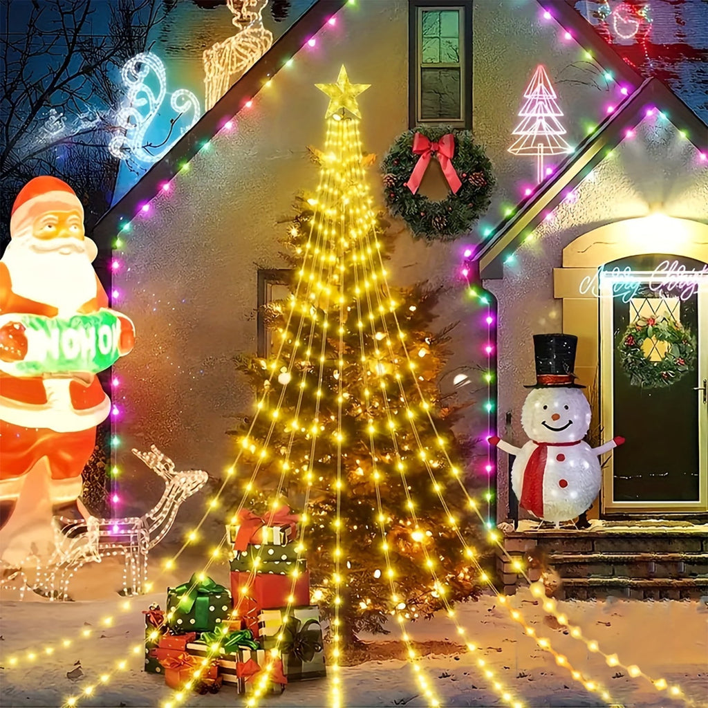 NITIDSKY Waterfall Christmas Lights,198 LED USB Operated Outdoor Christmas Tree Lights,Warm White