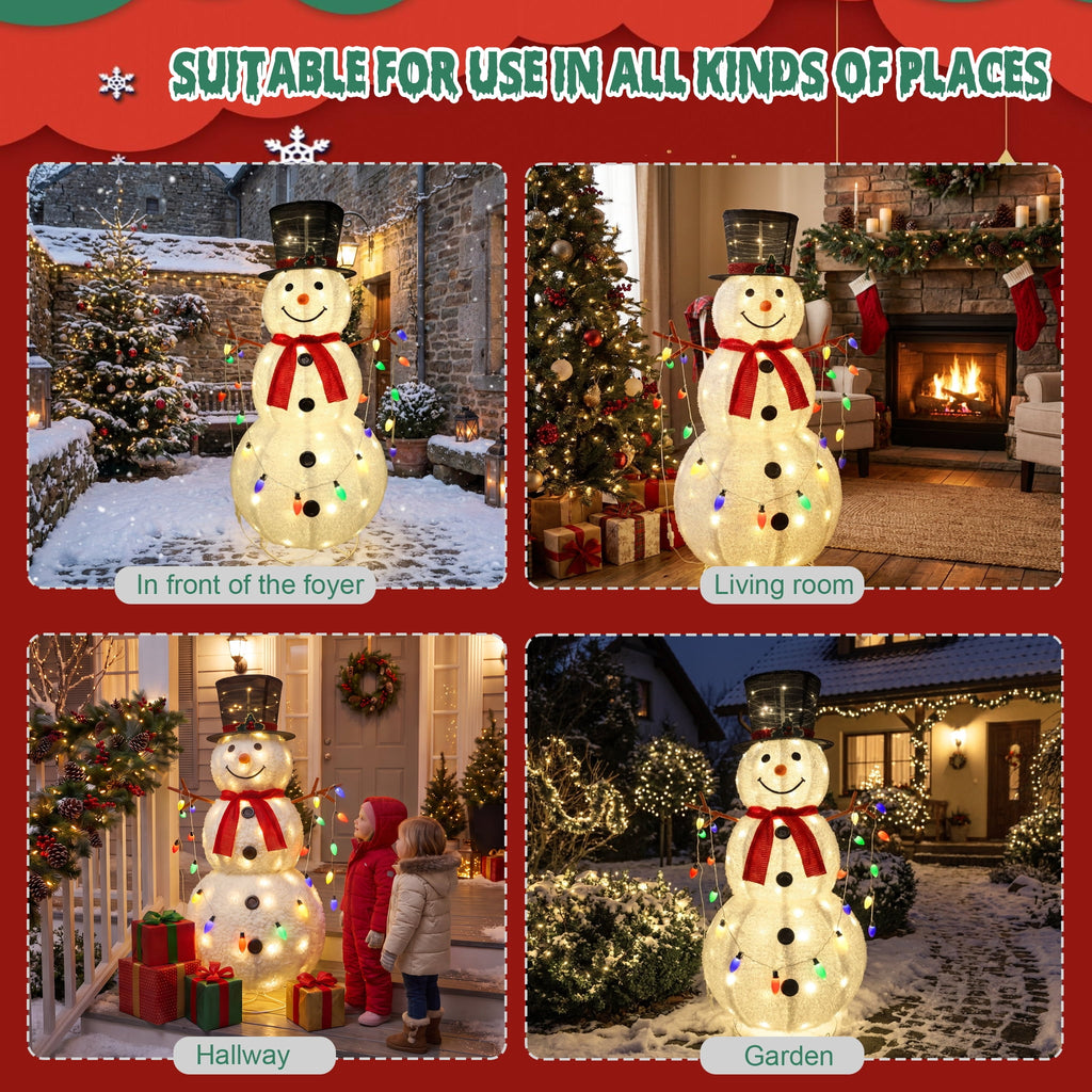 Magotan Collapsible Lighted Snowman Christmas Outdoor Decoration, Iron Frame Outdoor Snowman with C9 Christmas Lights, Christmas Lawn Porch Yard Decor