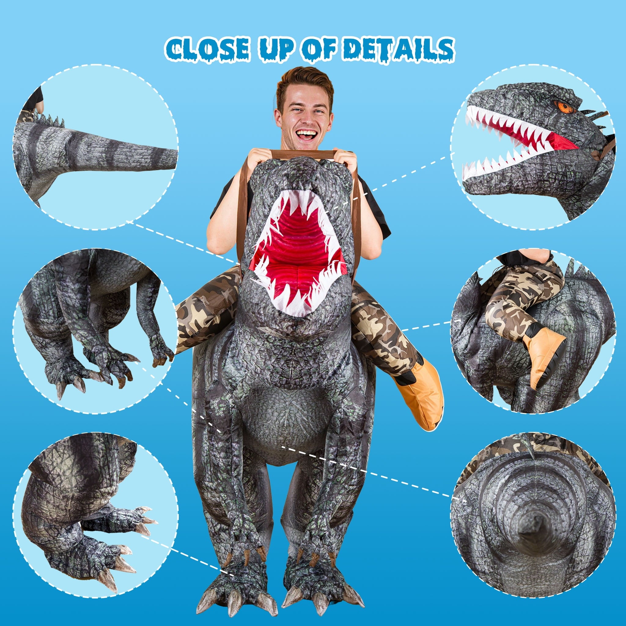 MAGOTAN Halloween Inflatable Dinosaur Costume Adult,Blow Up T Rex Suit Men Women, Halloween Adults Funny Blow Up Lightweight & Flexible for Cosplay, Parades