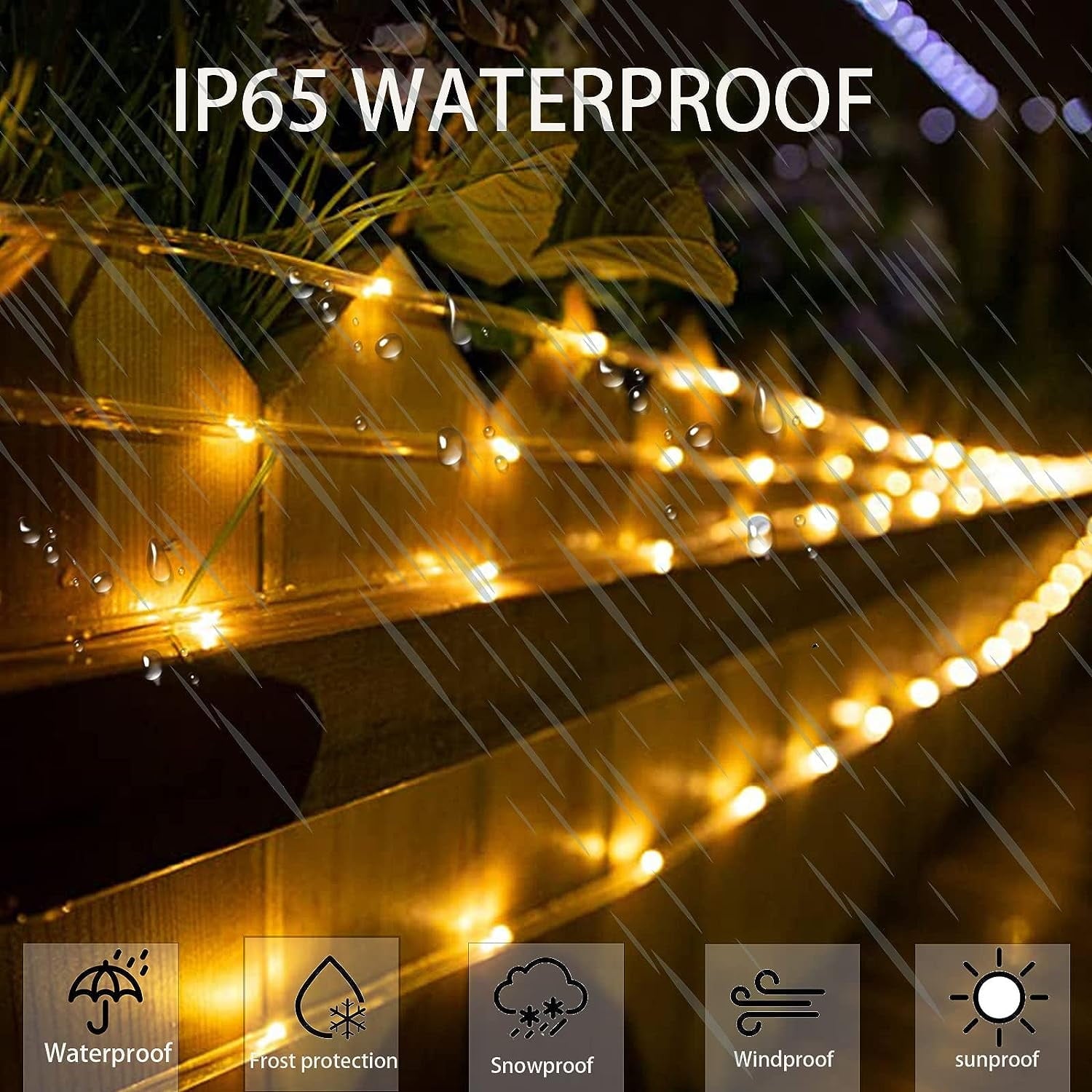 MAGOTAN 72ft 200 LED Solar Christmas Lights Outdoor Solar Rope Lights with 8 Modes Waterproof Yard Lawn Garden Decoration, Warm White