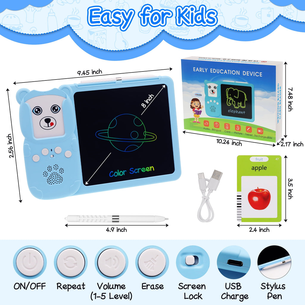 MAGOTAN Toddler Toys Drawing Tablet with Talking Flash Card, Drop Resistant LCD Writing Tablet,224 Sight Words Pocket Speech Audible Flashcards, Learning & Education Toys for 2,3,4,5,6 Years Old