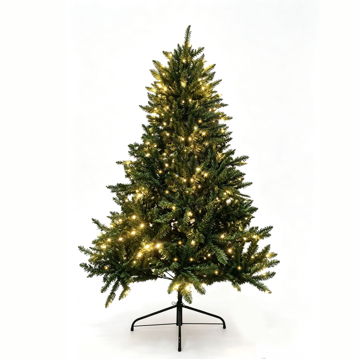 Loende 6ft Christmas Tree, Prelit Artificial Christmas Tree with 330 LED Warm White,987 PVC Branch Tips Easy Assembly, Metal Base
